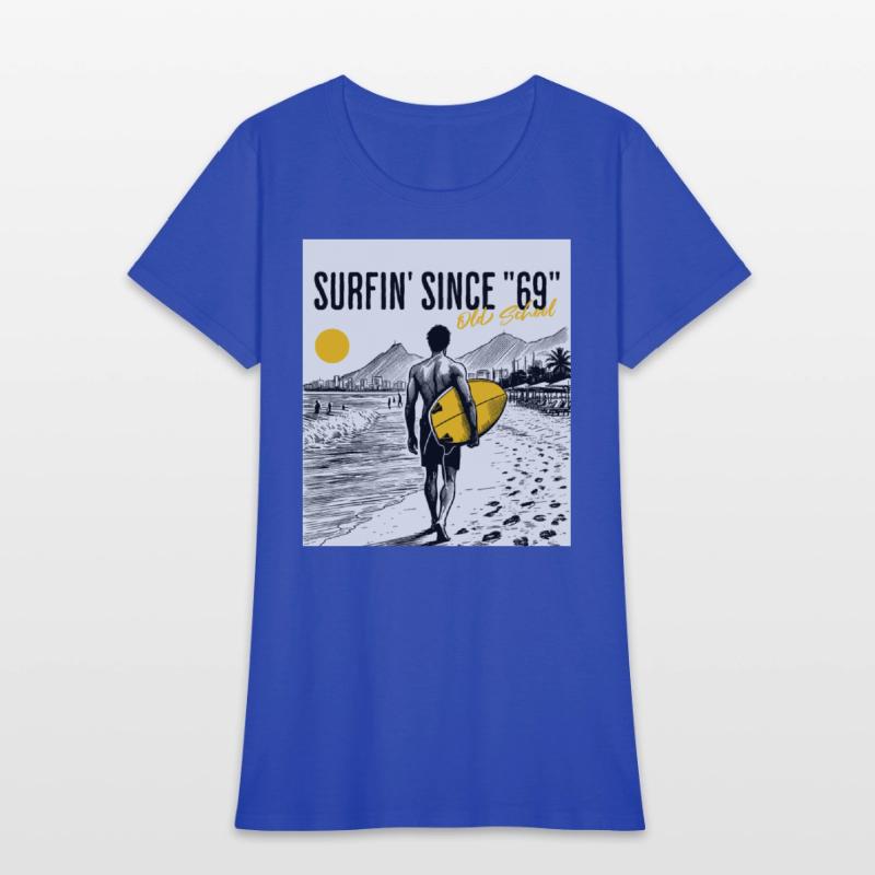 Surfer old school w background