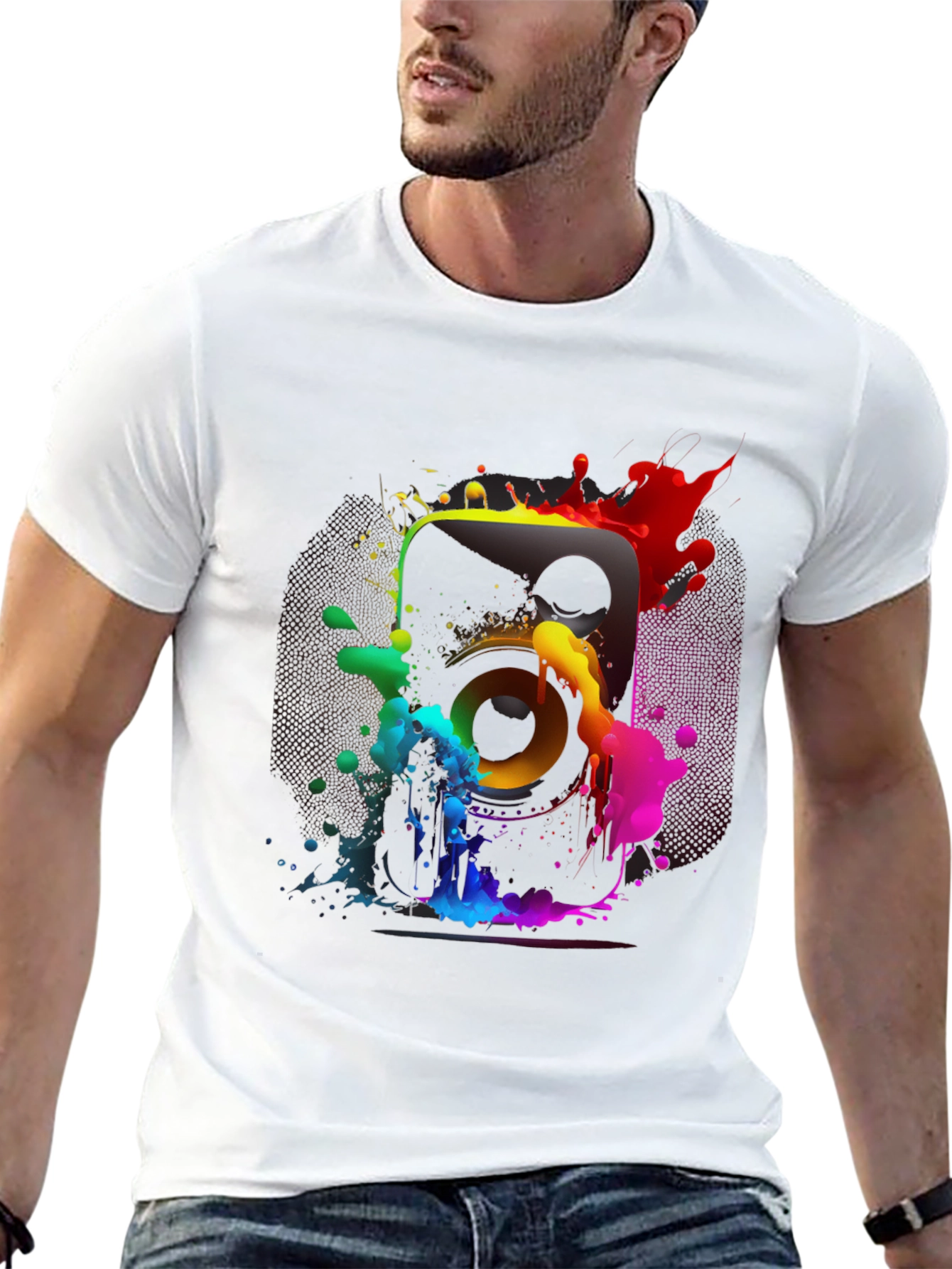 Colorful Speaker Graphic T-Shirt