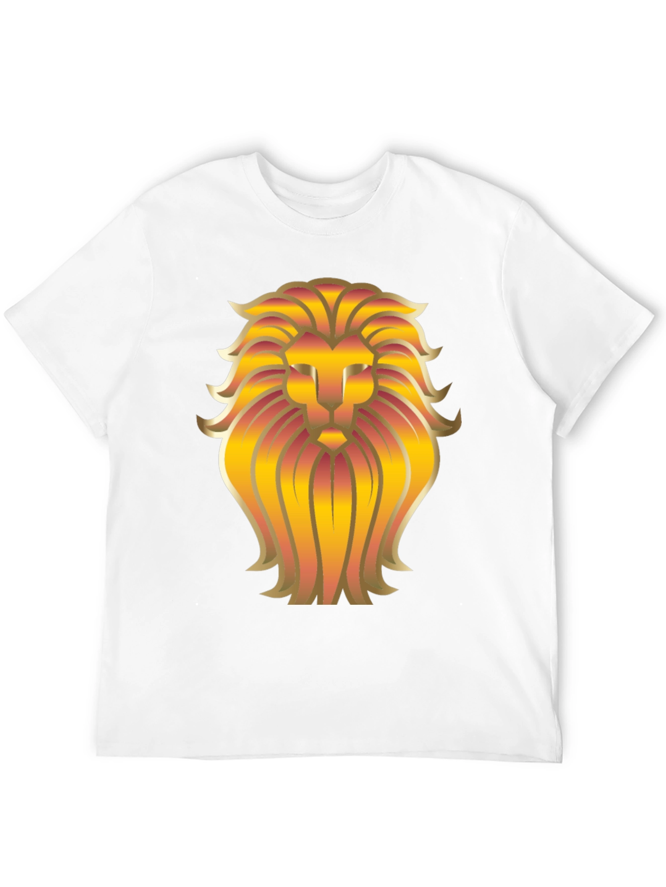 Golden Lion Head Graphic Black T-Shirt