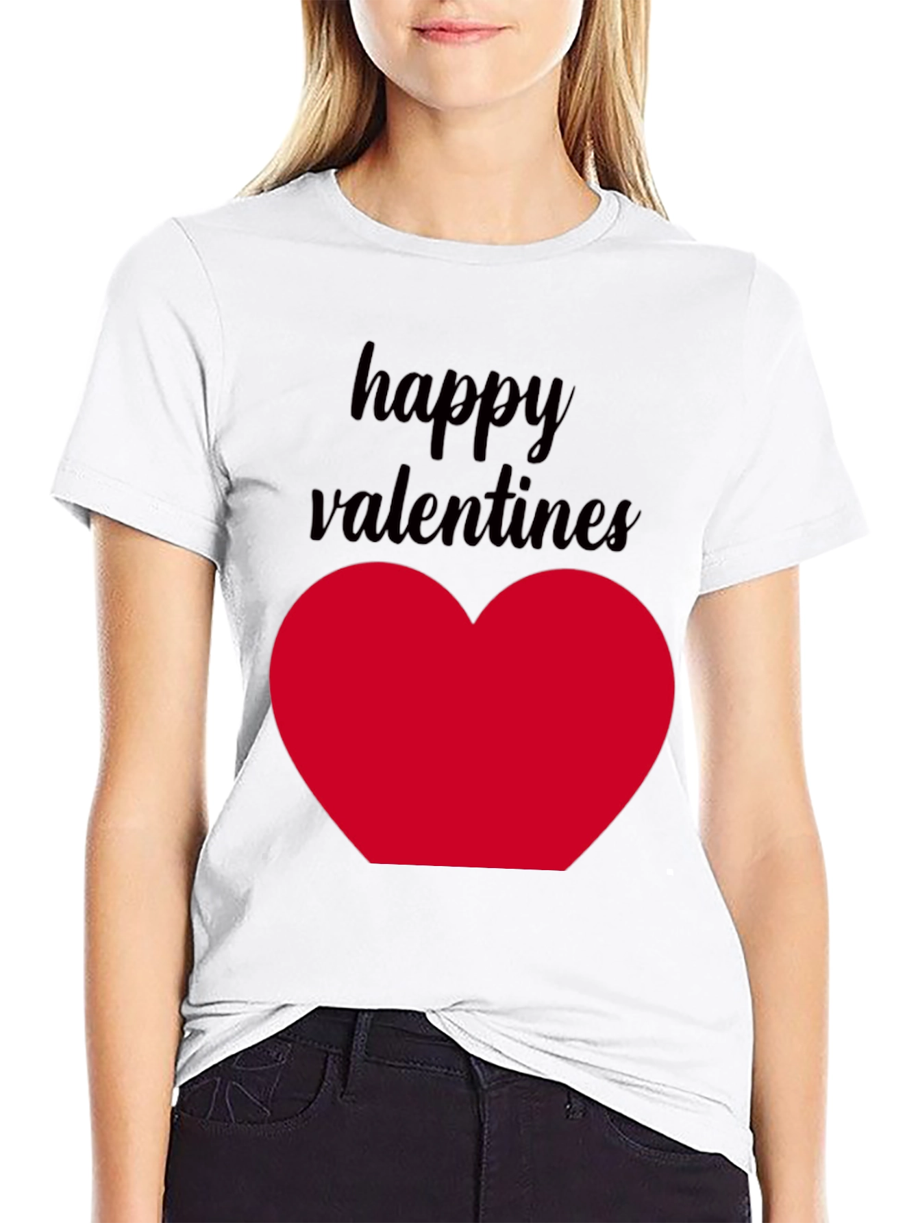 Happy Valentines Heart T-Shirt - Black