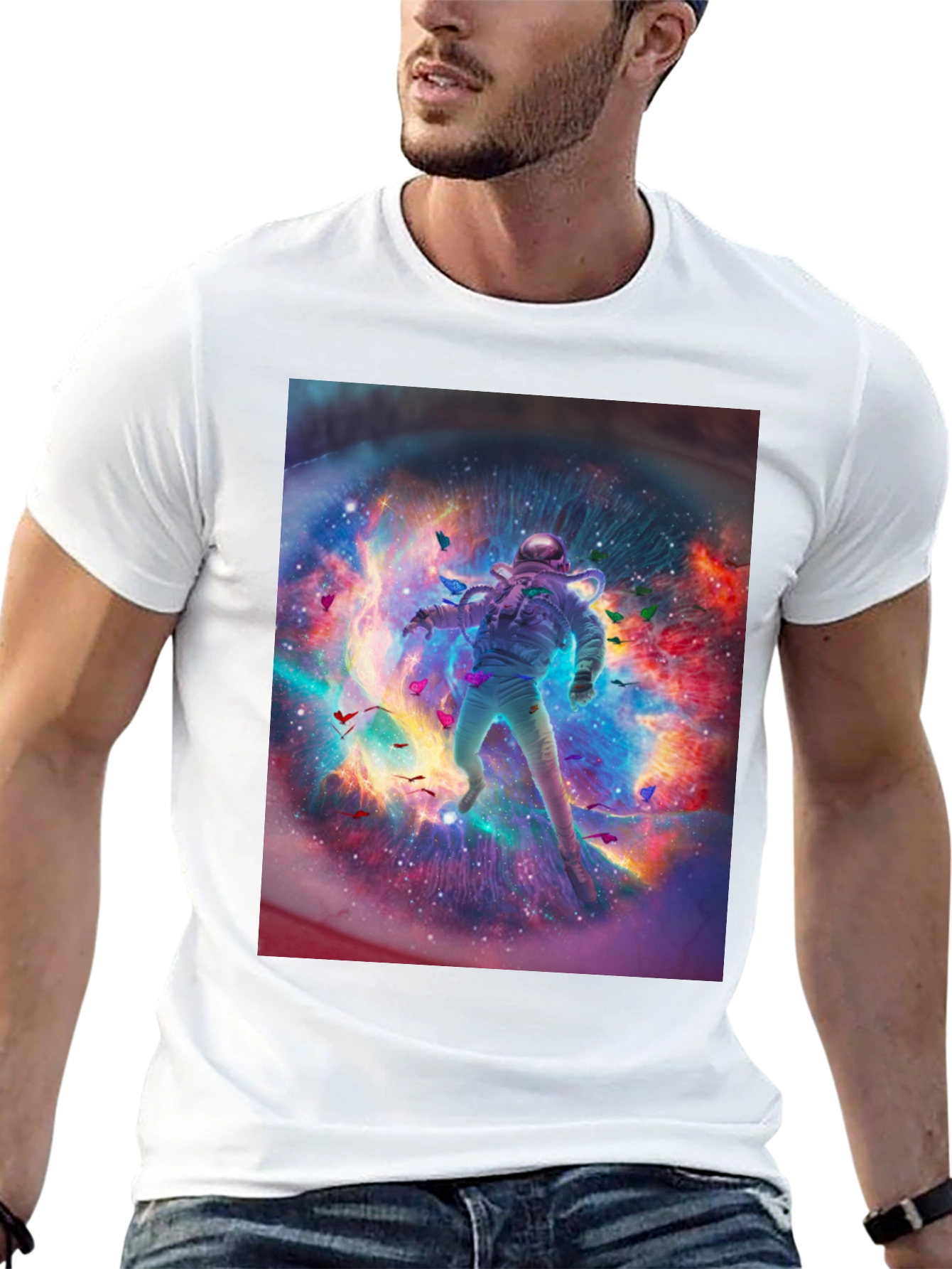 Astronaut Galaxy Graphic Print T-Shirt