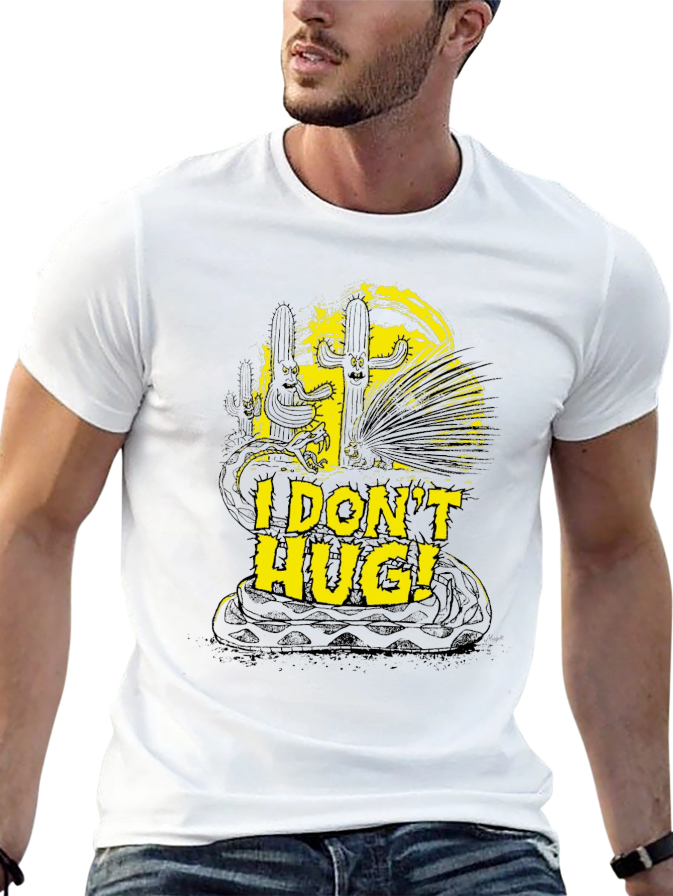I Dont Hug T-Shirt Snake Cactus Graphic Novelty