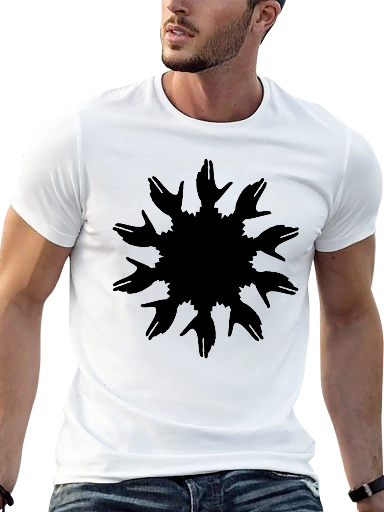 Hand Circle Black Tee - Unique Graphic Design
