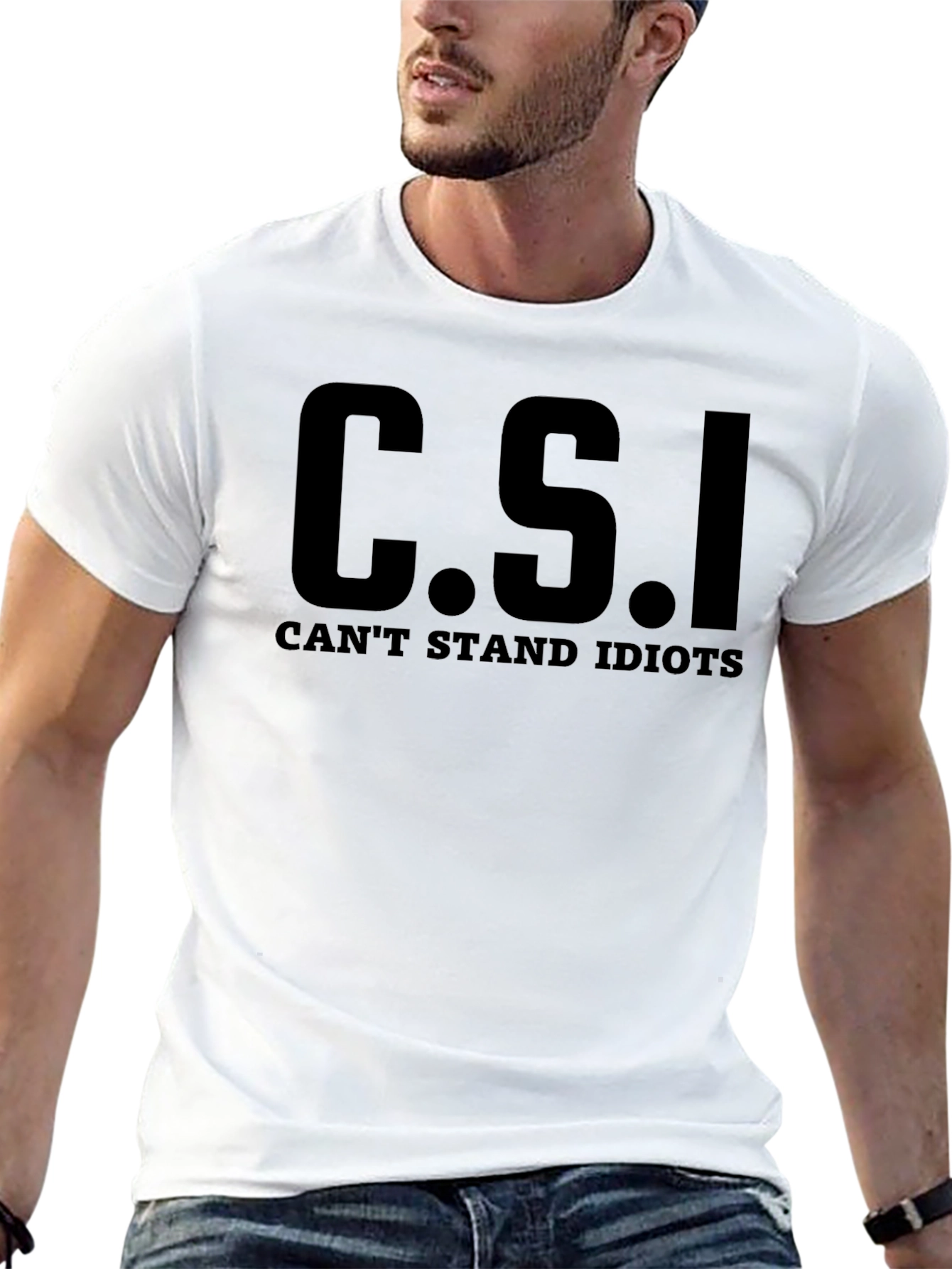 C.S.I. Cant Stand Idiots Graphic Novelty T-Shirt