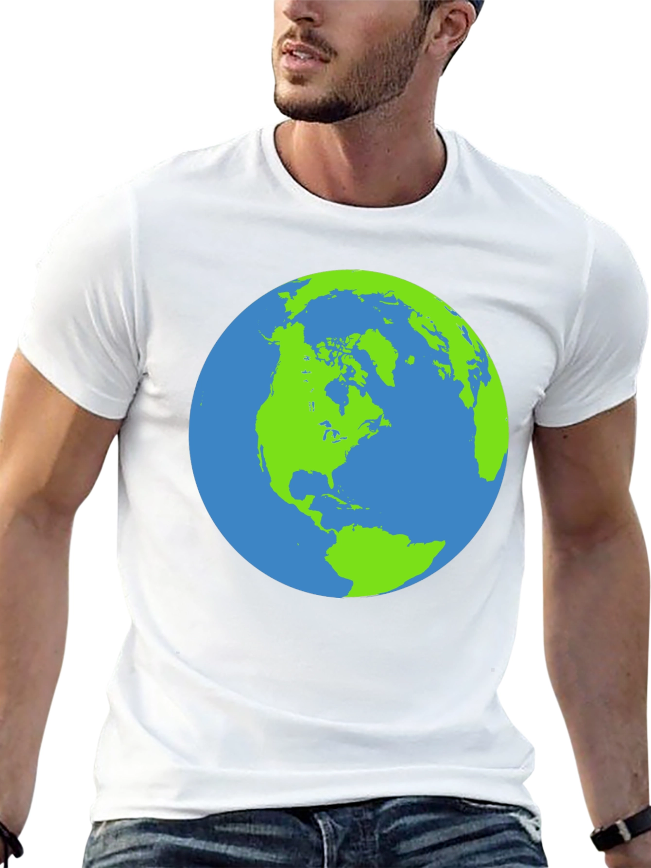 Earth Graphic Black T-Shirt - Globe Design