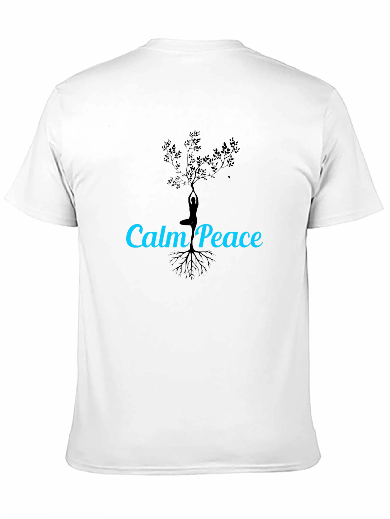 Calm Peace Yoga Tree Black T-Shirt