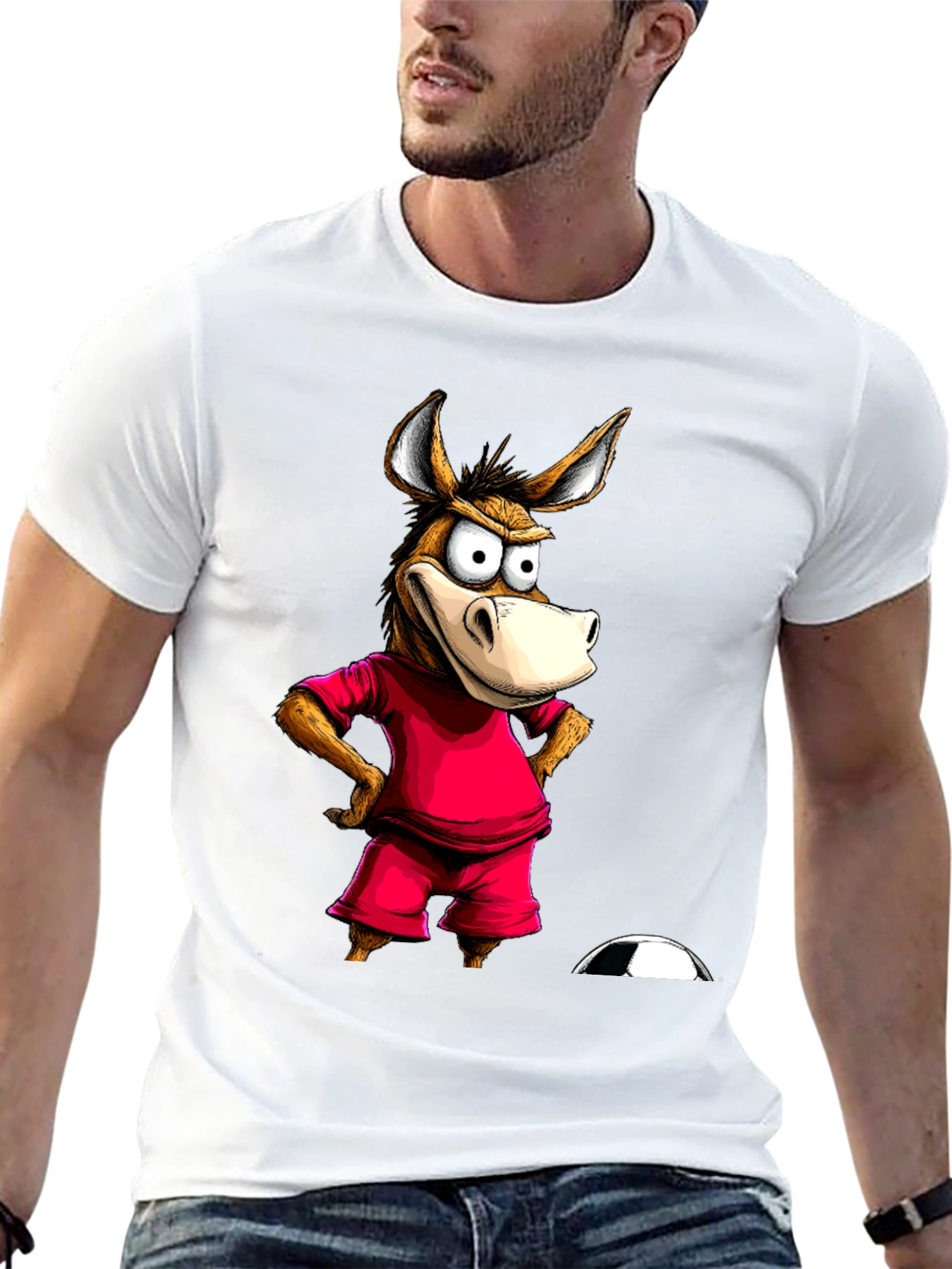 Funny Donkey Soccer T-Shirt - Black