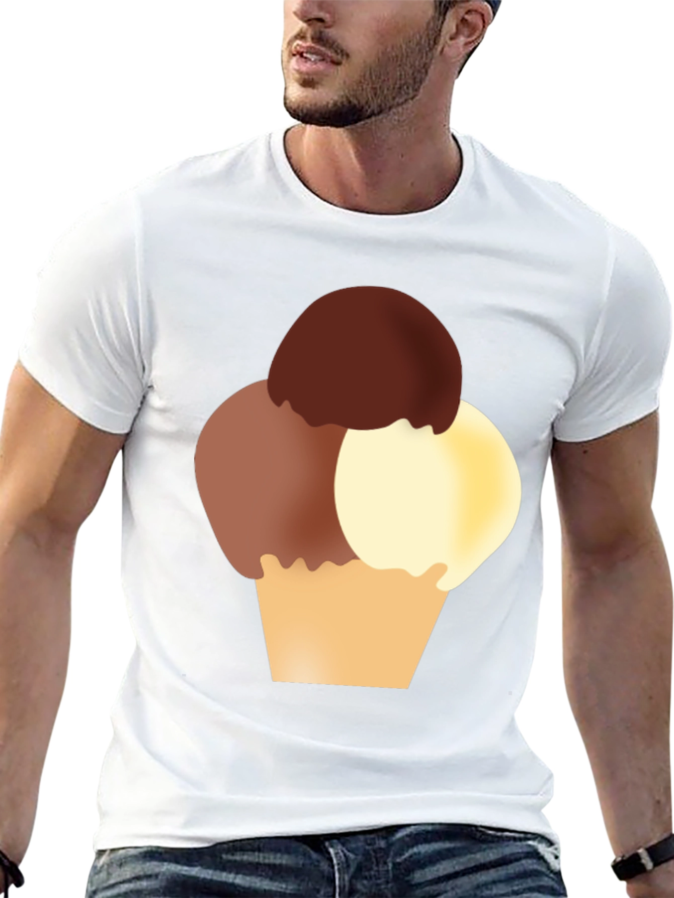 Ice Cream Graphic Tee - Black Cotton T-Shirt