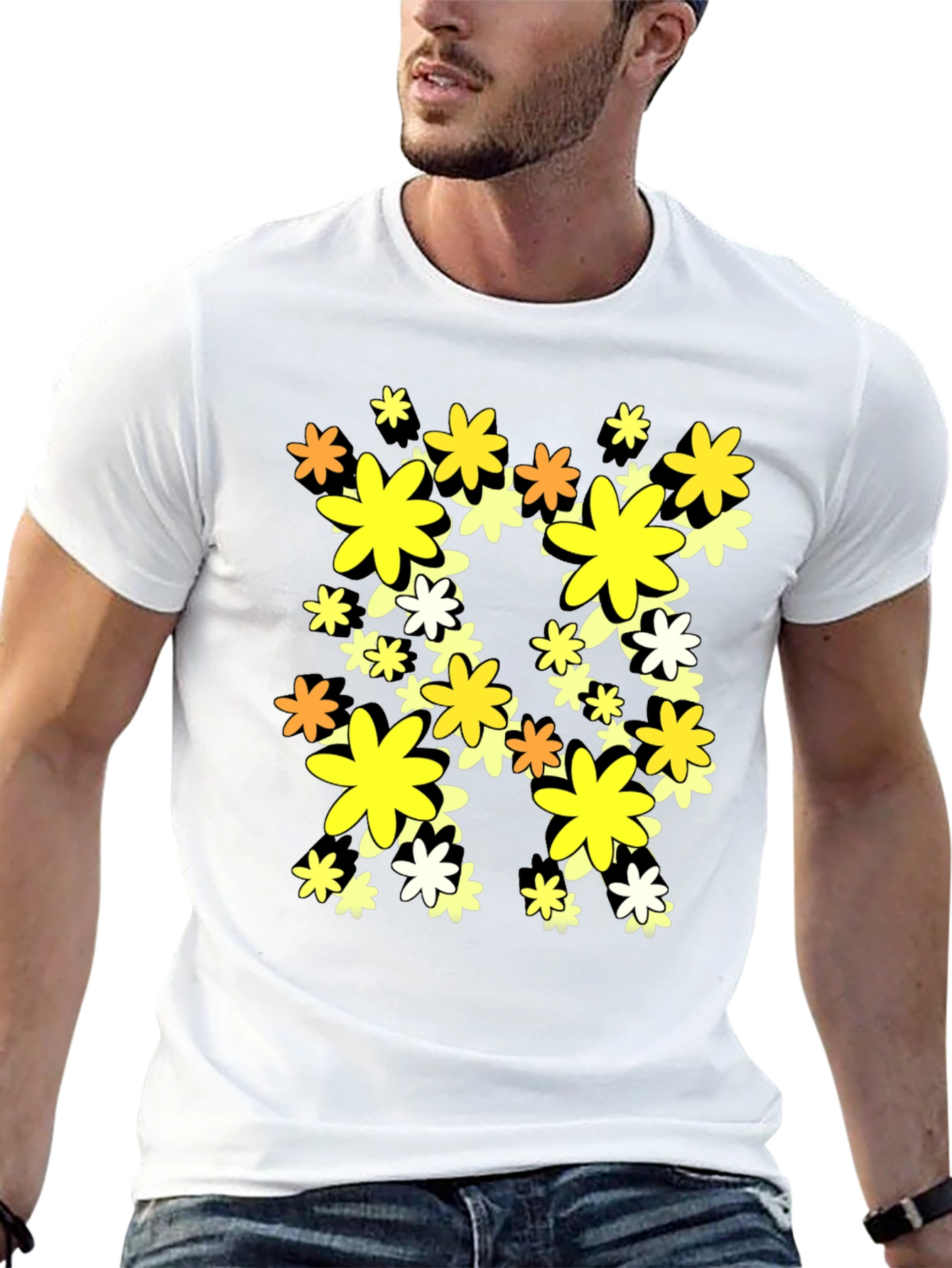 Floral Graphic Print Black T-Shirt