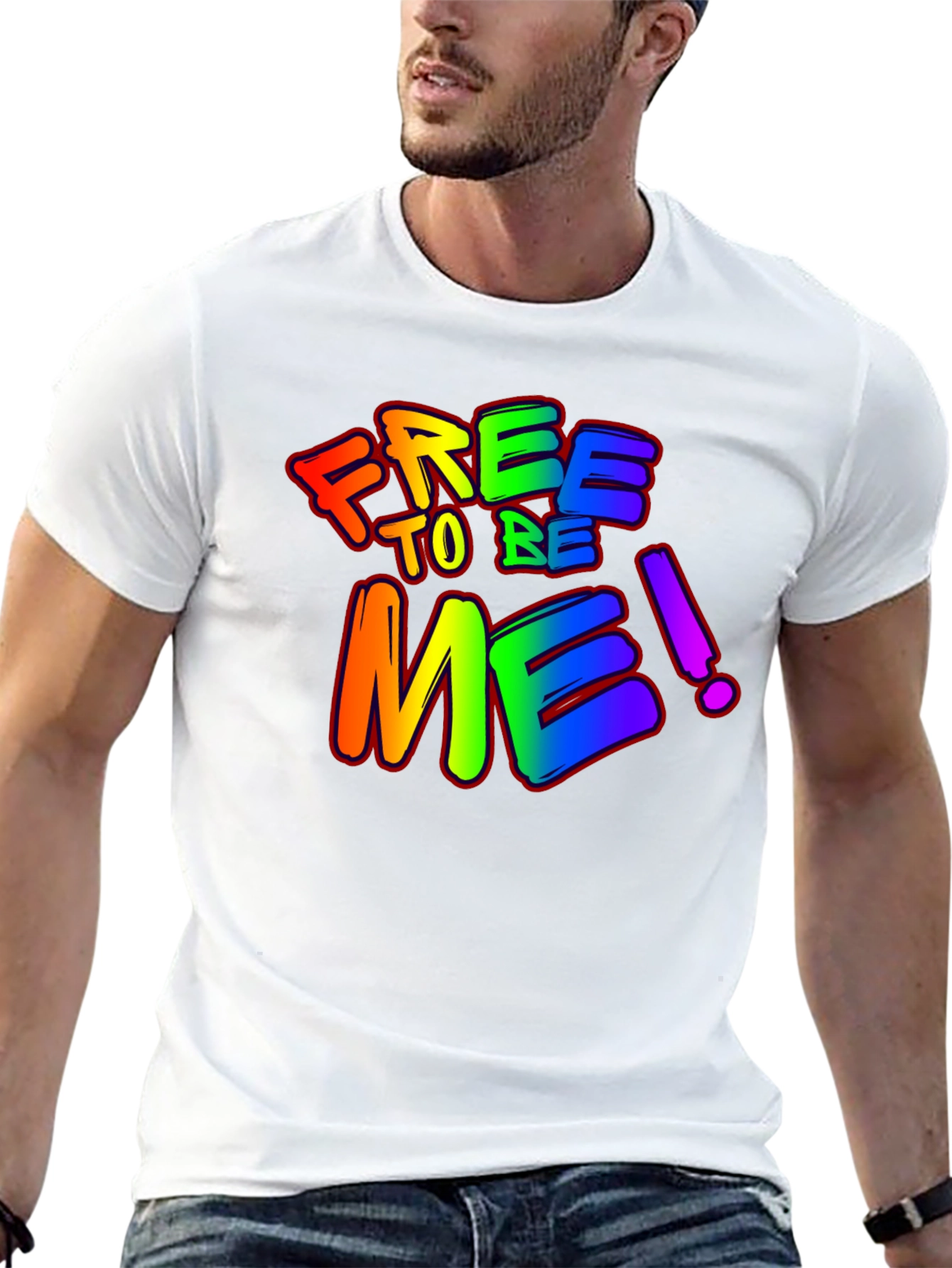 Free to Be Me! Rainbow Graphic T-Shirt