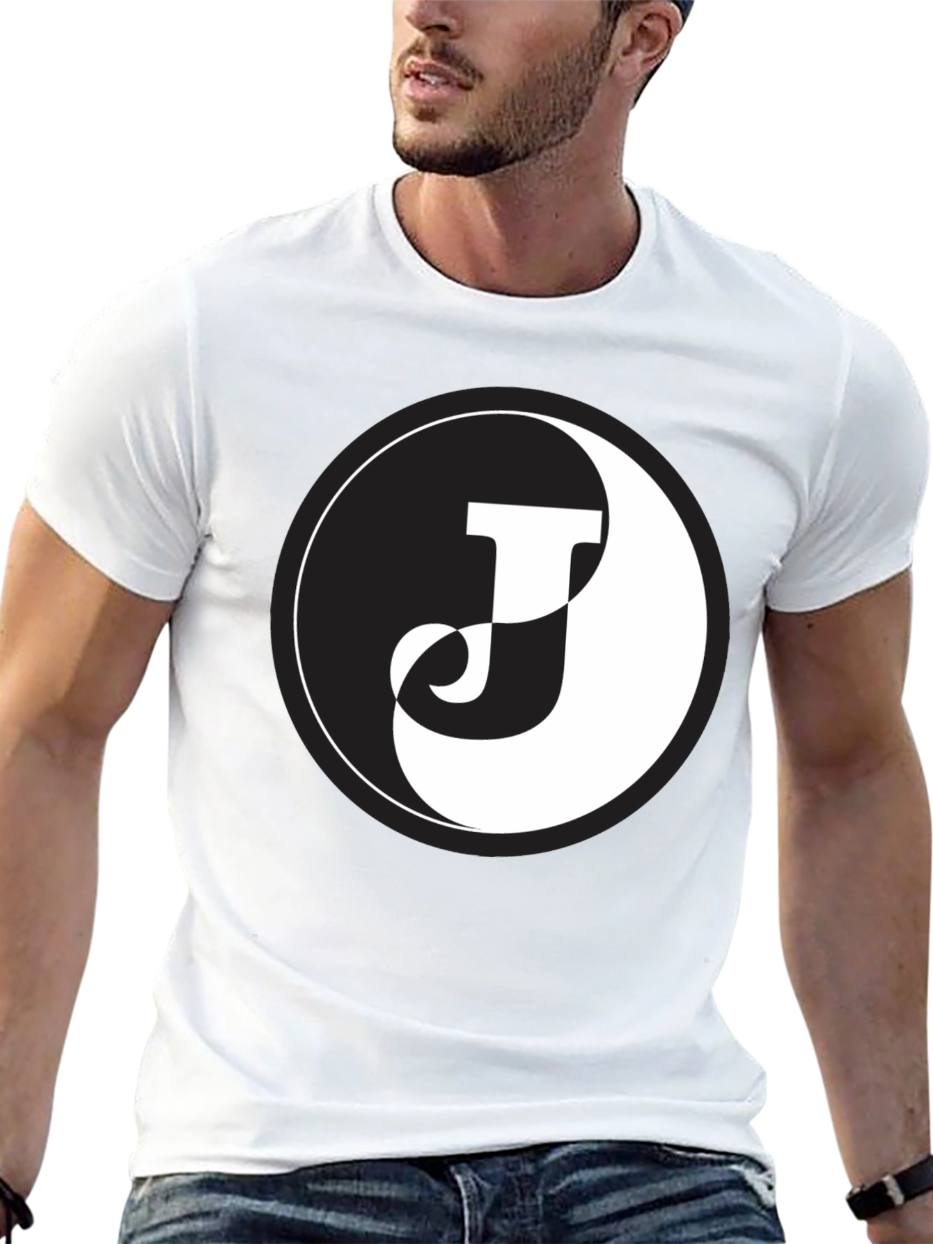 Yin Yang J Letter Black T-Shirt