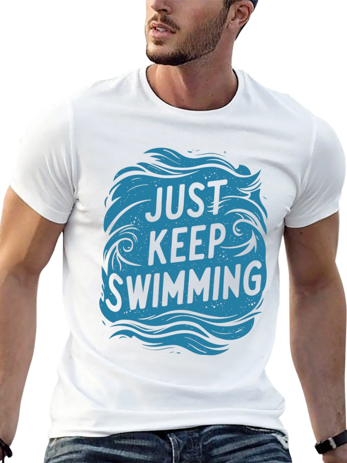 Just Keep Swimming Graphic Tee - Black