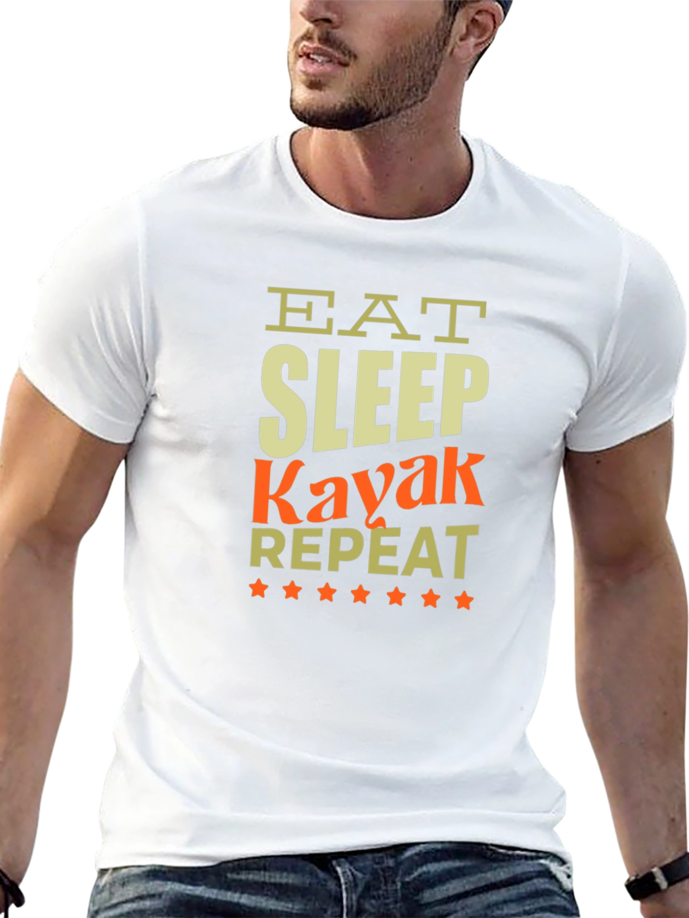 Eat Sleep Kayak Repeat Black T-Shirt