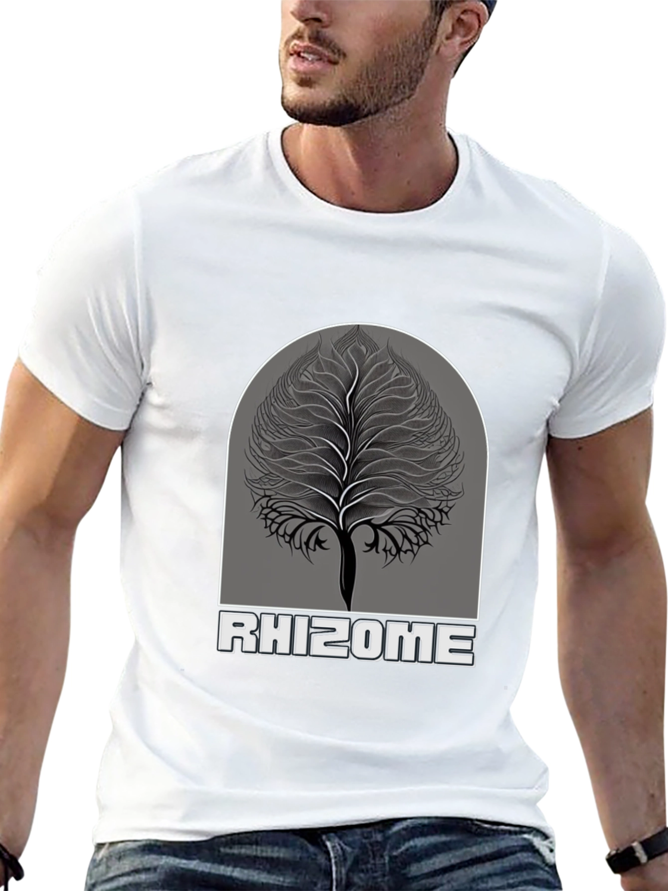 Rhizome Tree Graphic Tee - Stylish Black T-Shirt