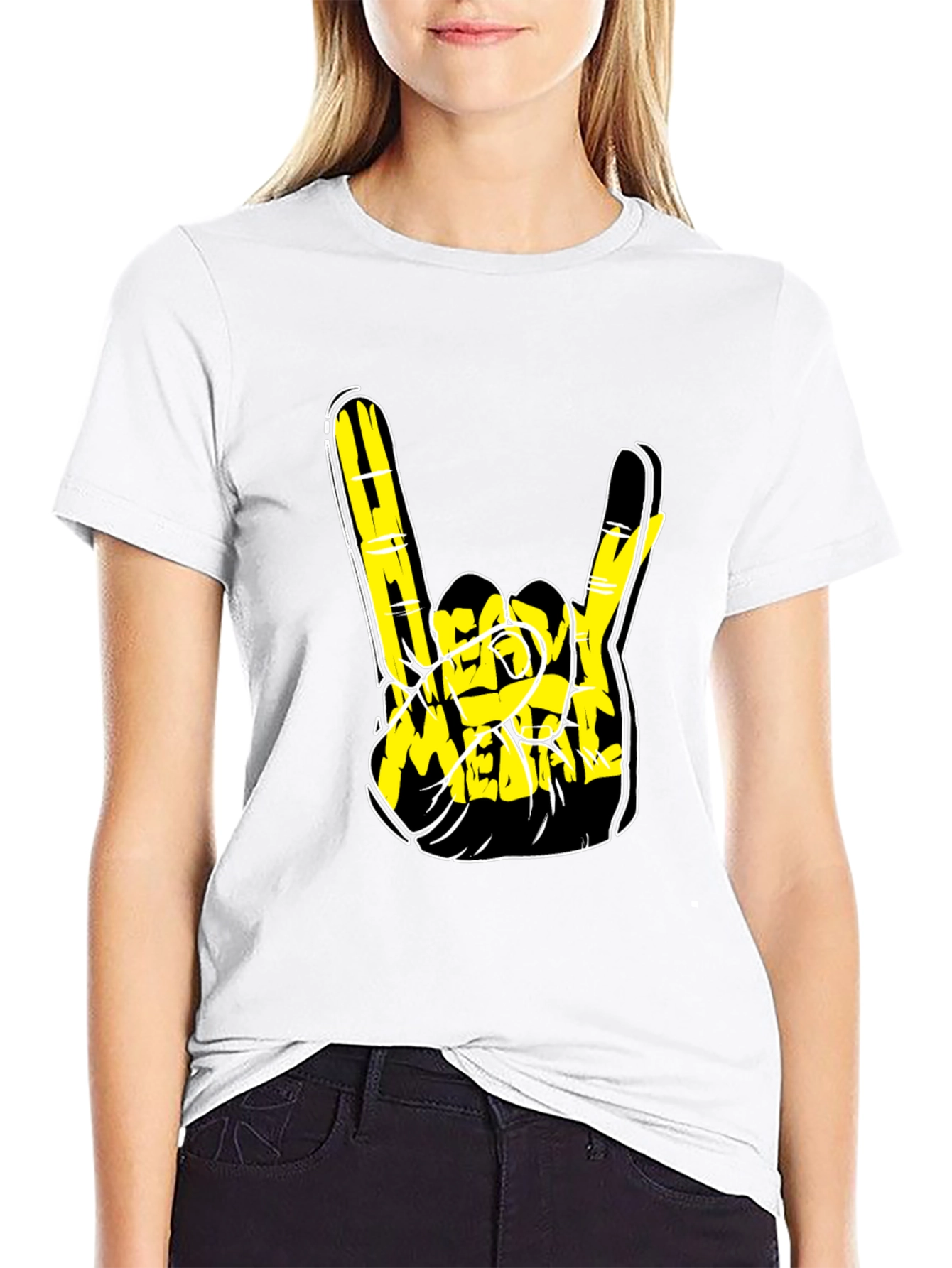 Heavy Metal Rock Hand Gesture Black T-Shirt