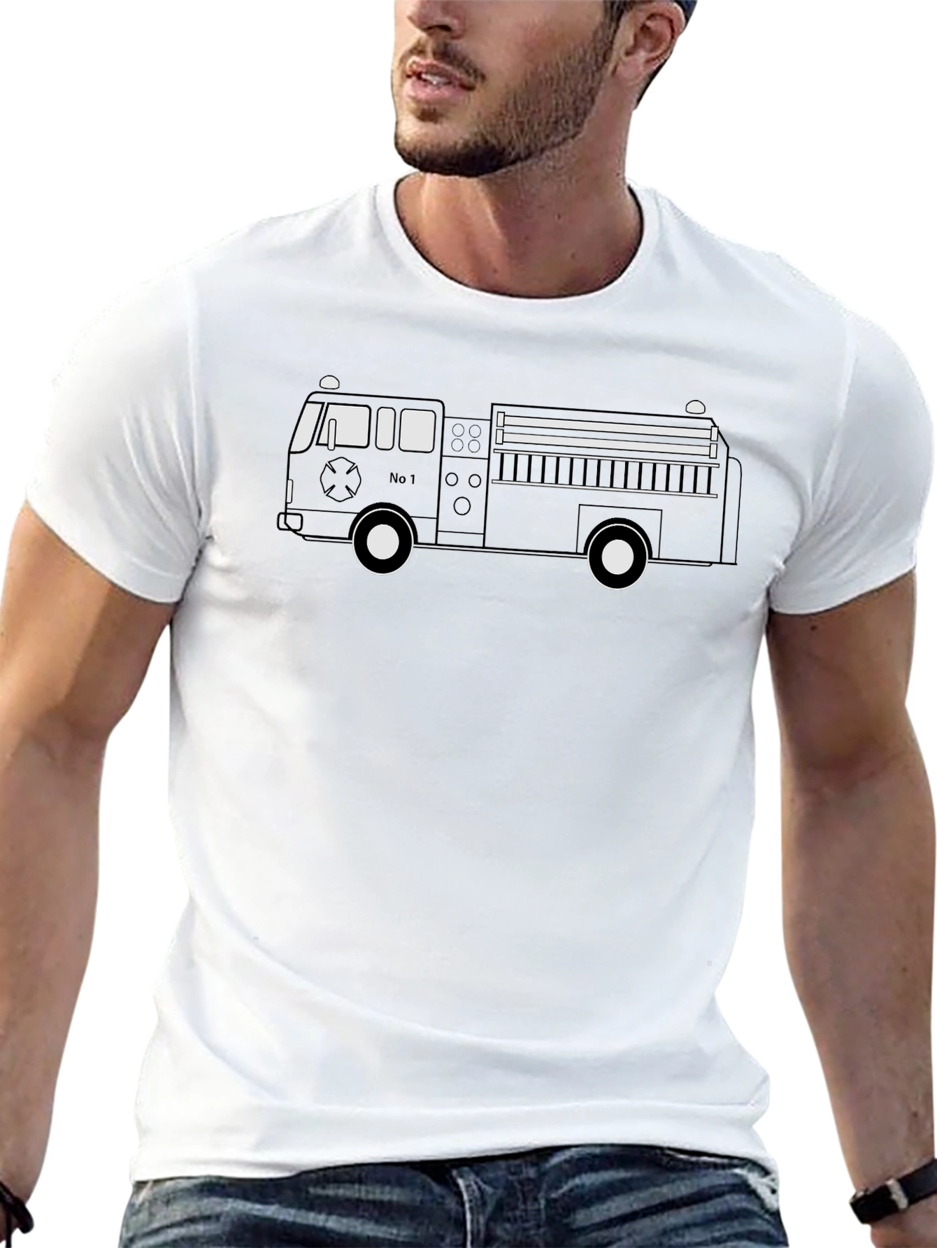 Fire Truck T-Shirt - Black Cotton Tee