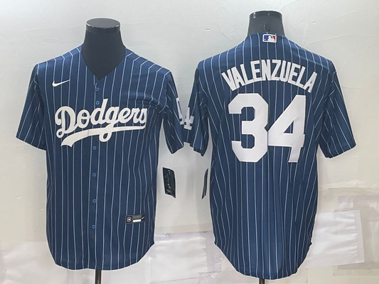 Men's Los Angeles Dodgers Fernando Valenzuela #34 Blue Fashion Baseball Jerseys