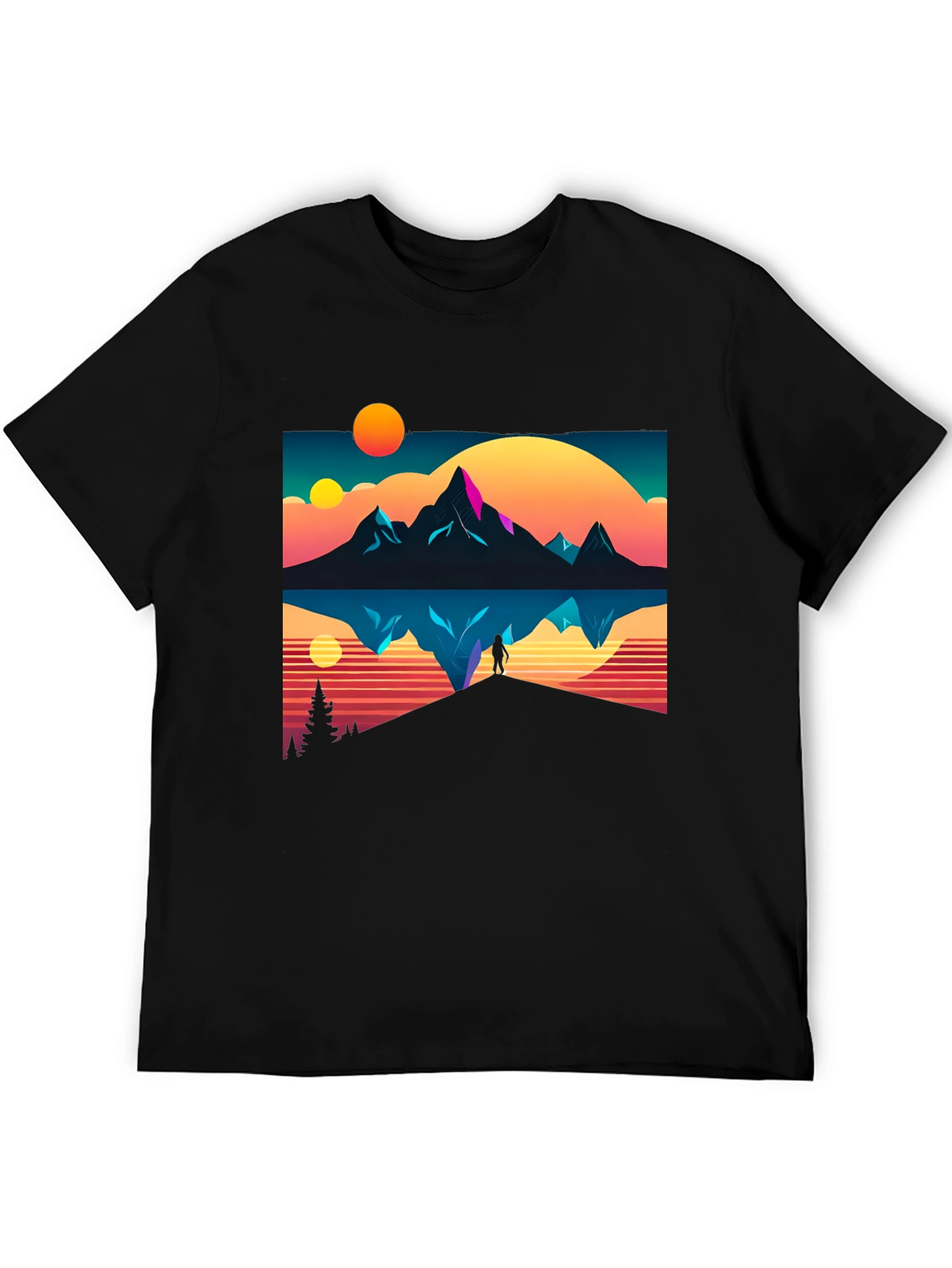 Retro Mountain Reflection Graphic Tee