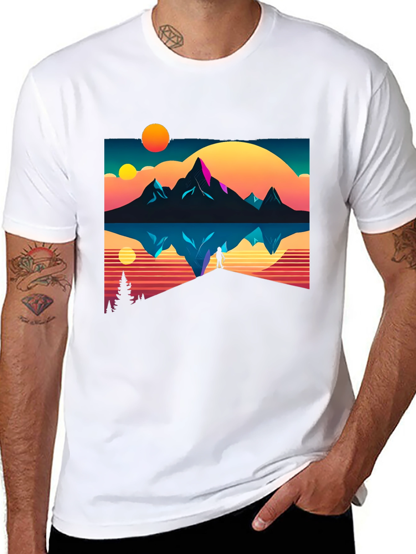 Retro Mountain Reflection Graphic Tee
