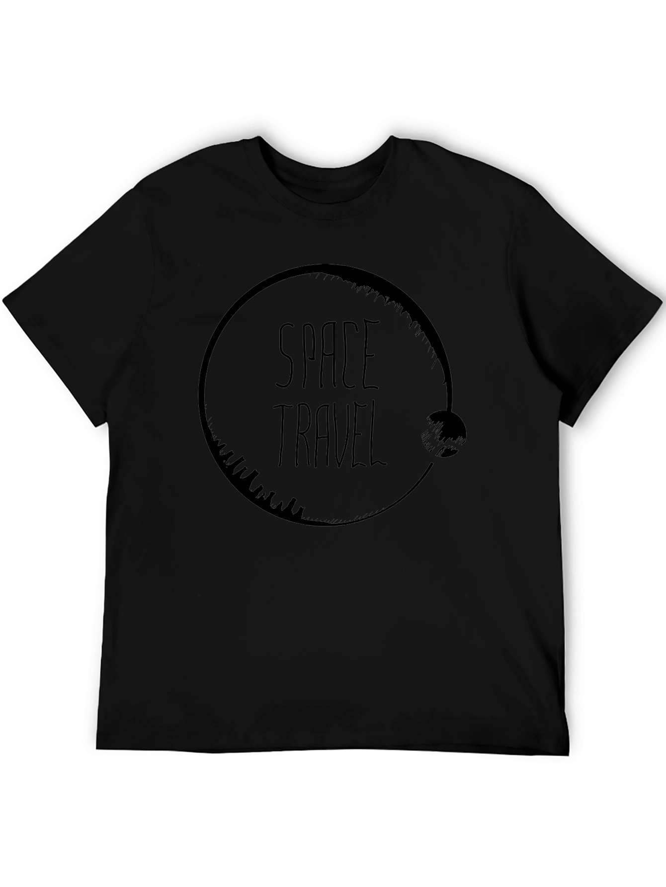 Space Travel Graphic Tee - Modern Black T-Shirt