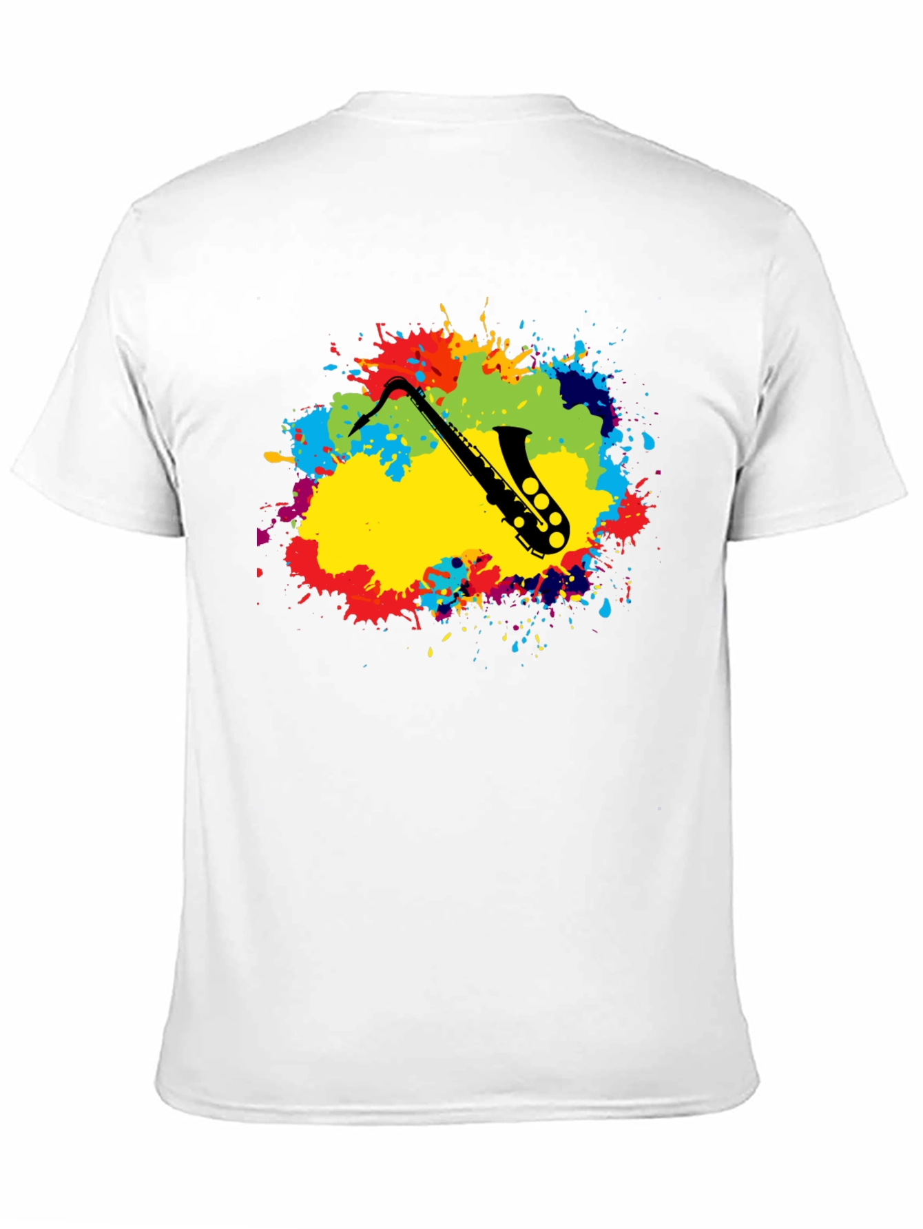 Saxophone Splatter Graphic Tee - Black Cotton Blend