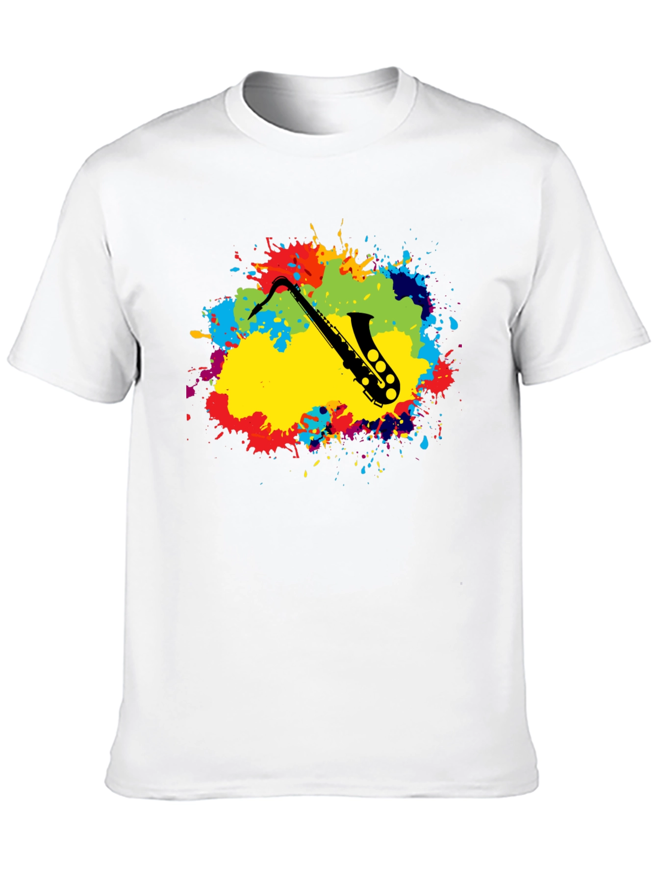 Saxophone Splatter Graphic Tee - Black Cotton Blend
