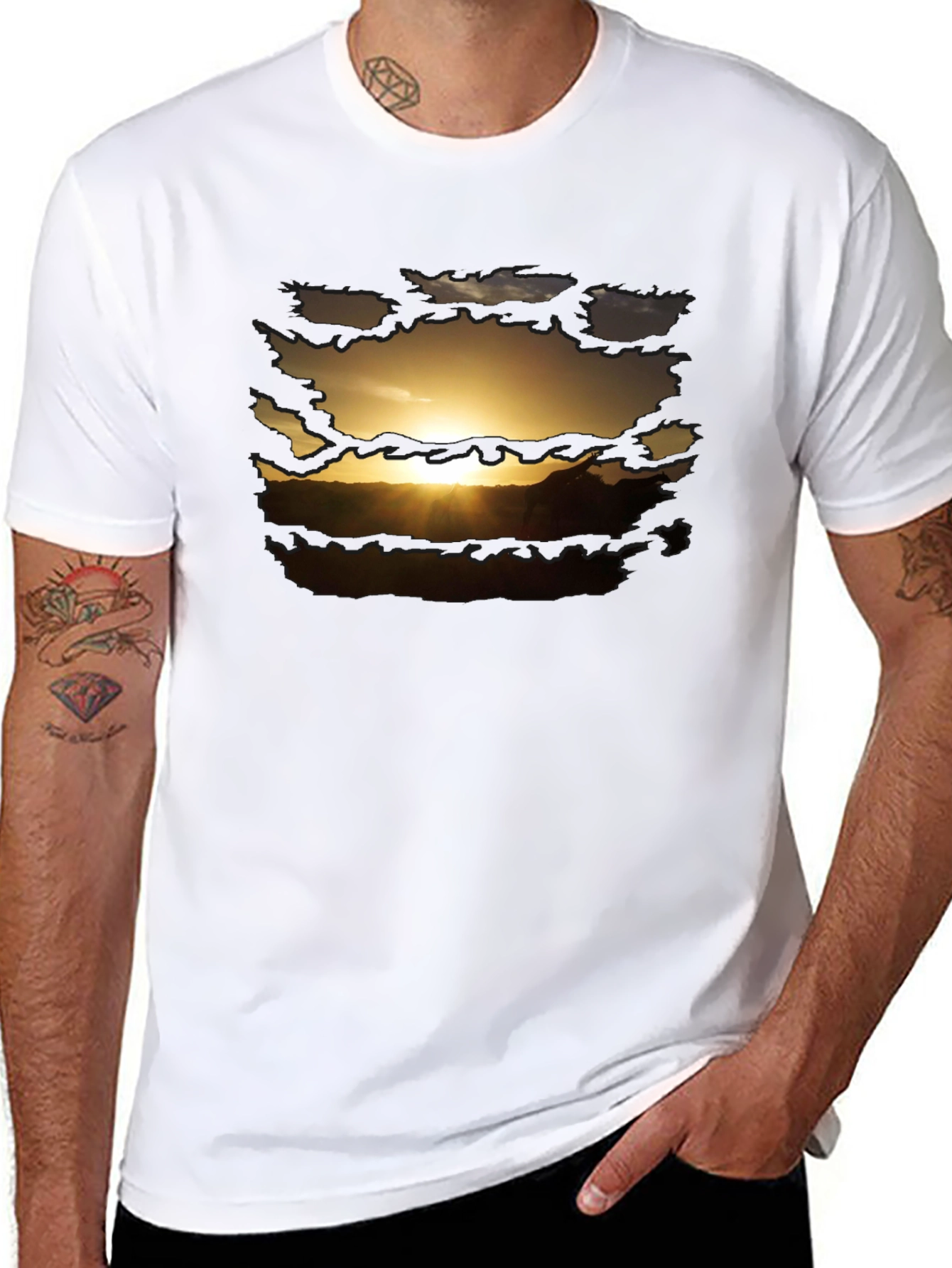 Sunset Graphic Print Mens T-Shirt