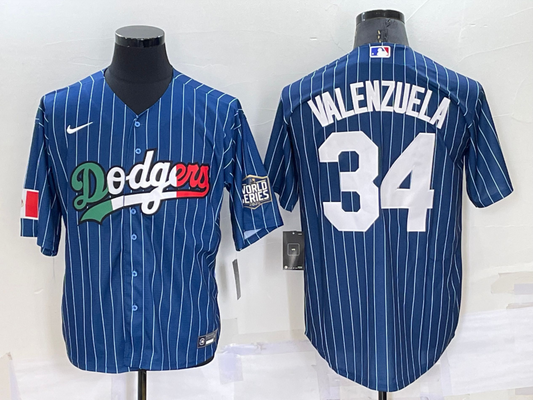Men's Los Angeles Dodgers Fernando Valenzuela #34 Blue Stitched Baseball Jerseys
