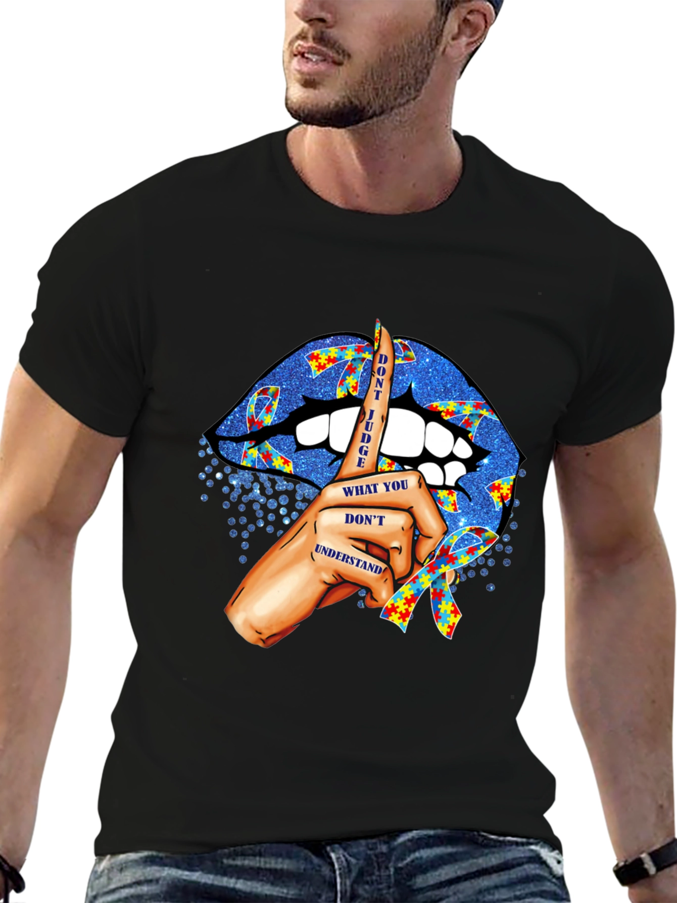 Autism Awareness Lips T-Shirt - Dont Judge