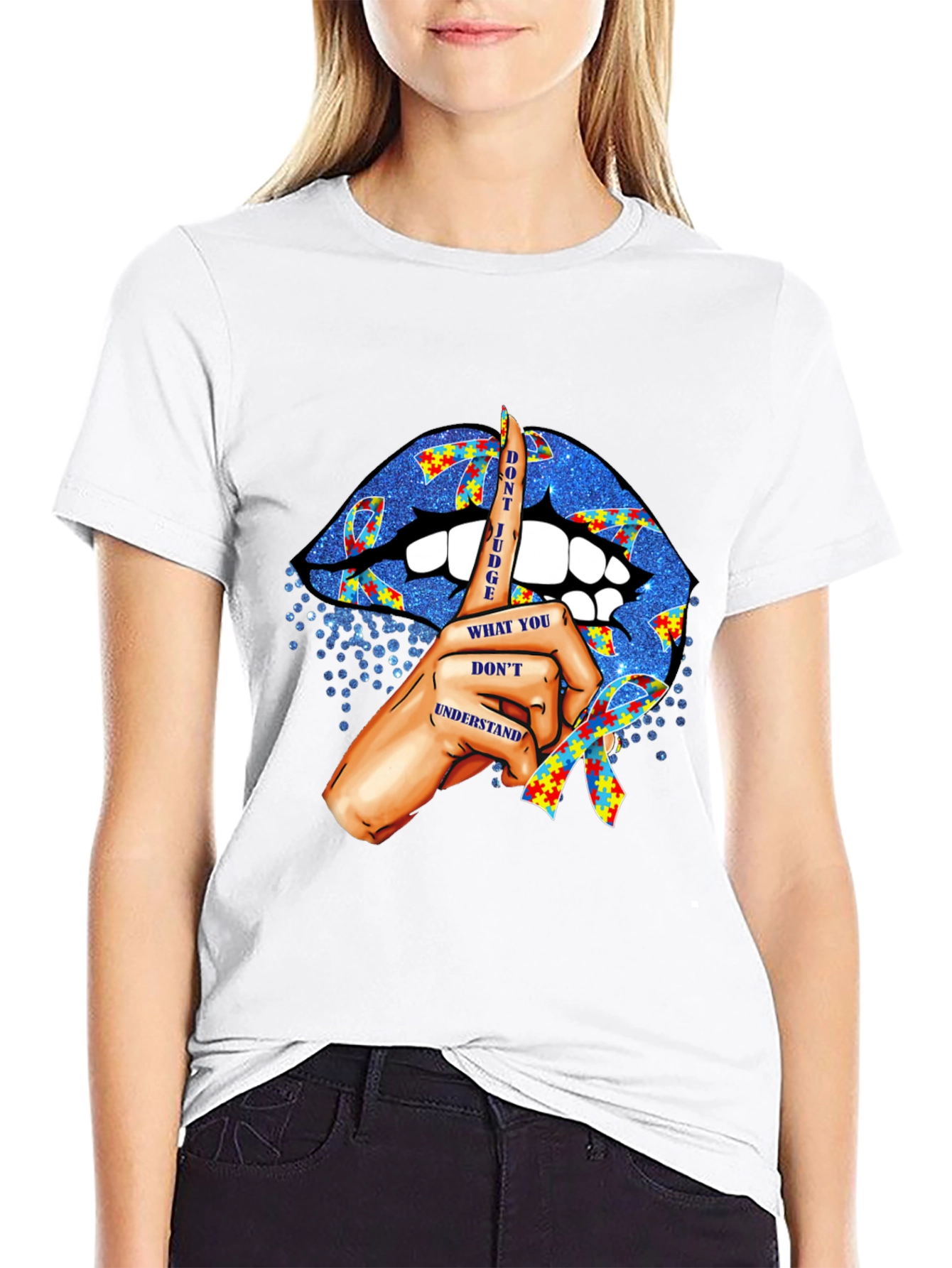 Autism Awareness Lips T-Shirt - Dont Judge