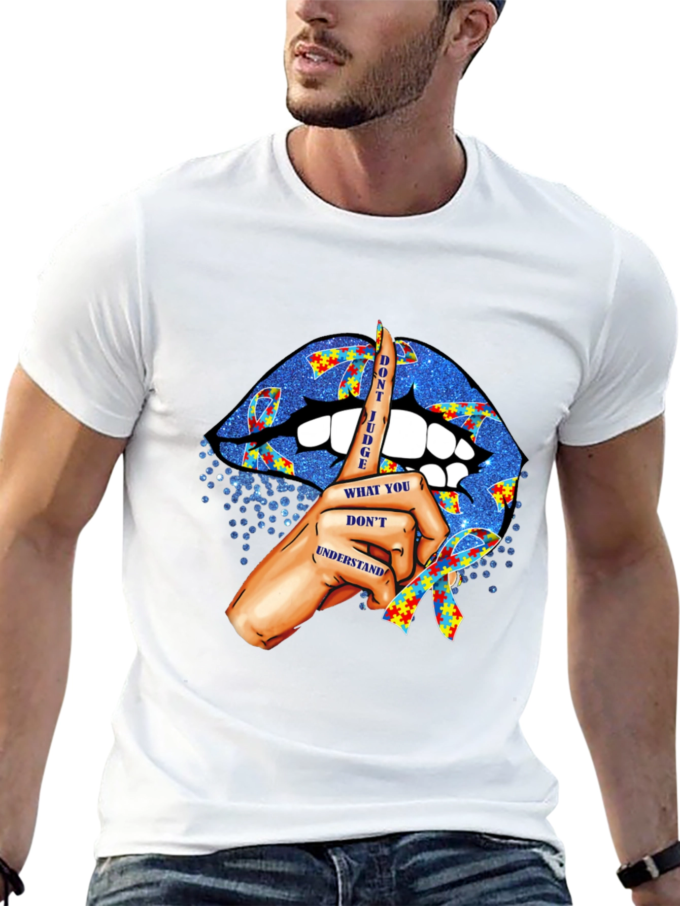 Autism Awareness Lips T-Shirt - Dont Judge