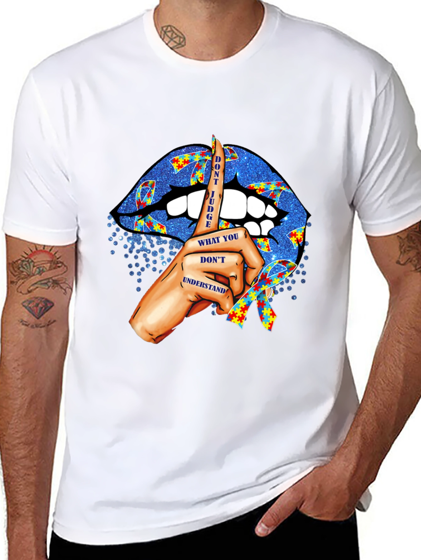 Autism Awareness Lips T-Shirt - Dont Judge