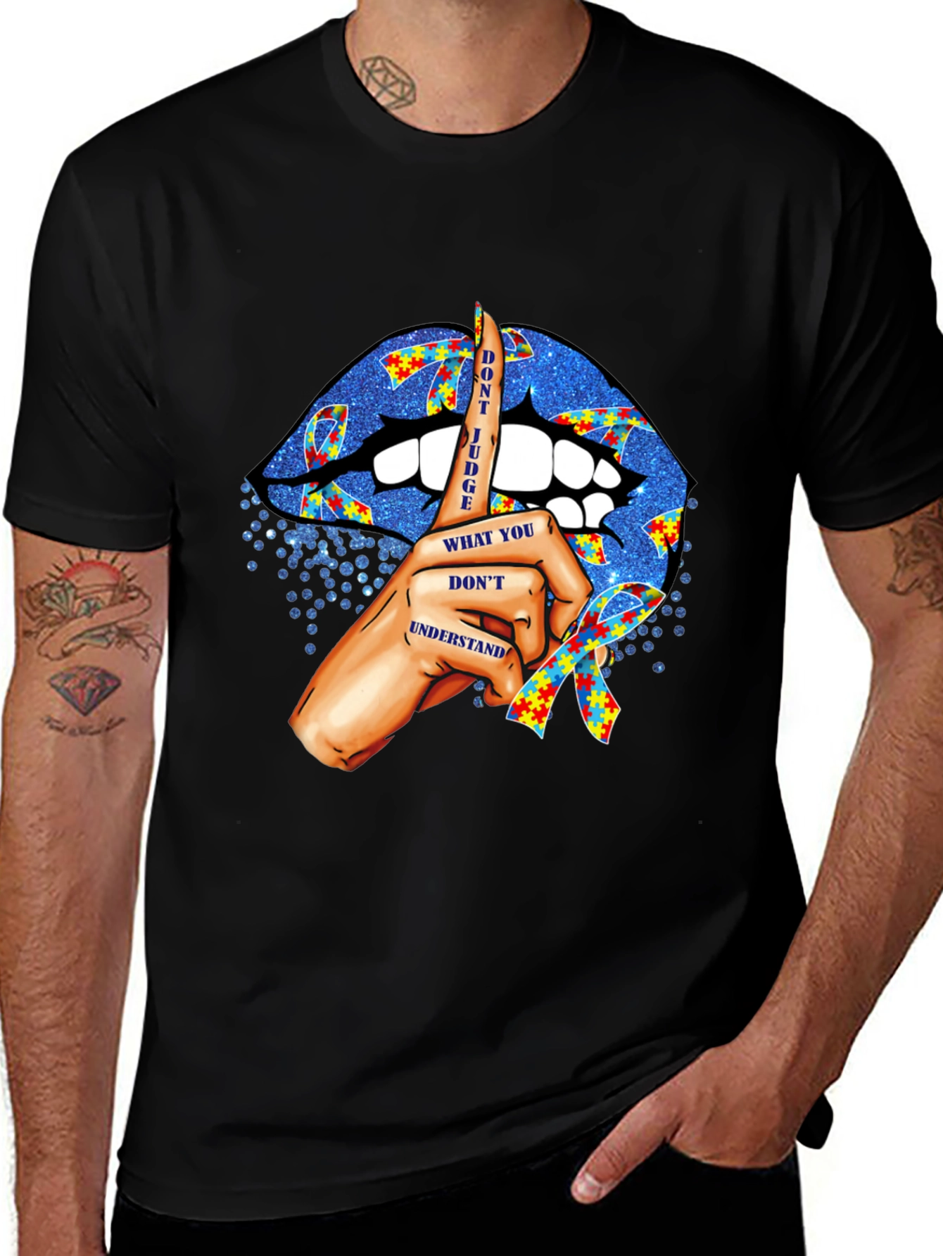 Autism Awareness Lips T-Shirt - Dont Judge