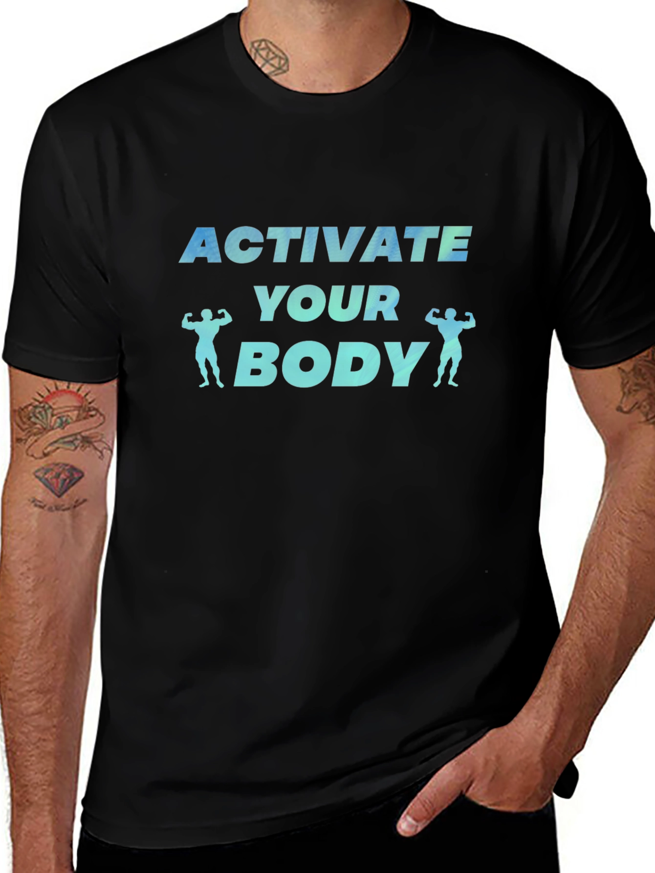Activate Your Body Graphic Print Black T-Shirt