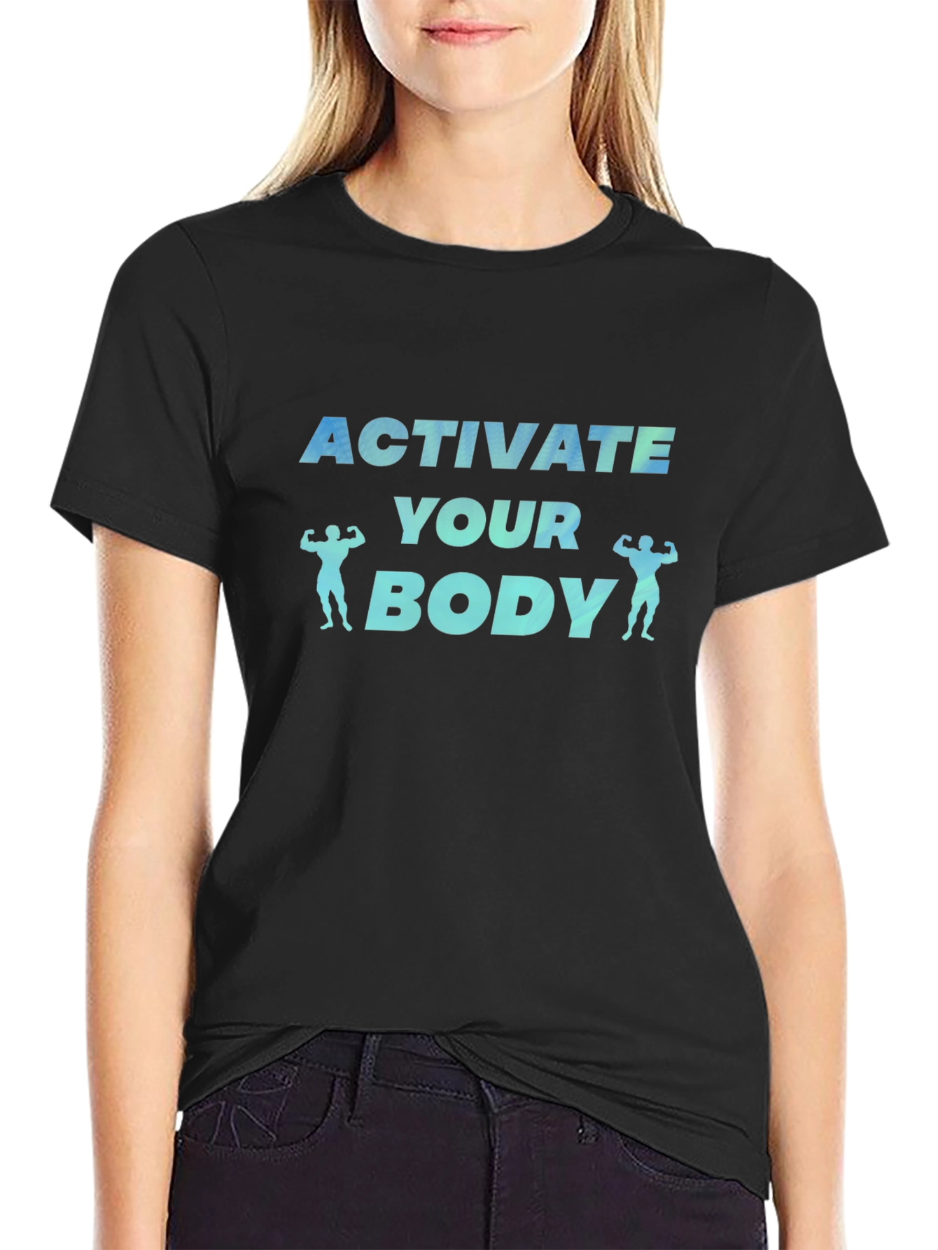 Activate Your Body Graphic Print Black T-Shirt