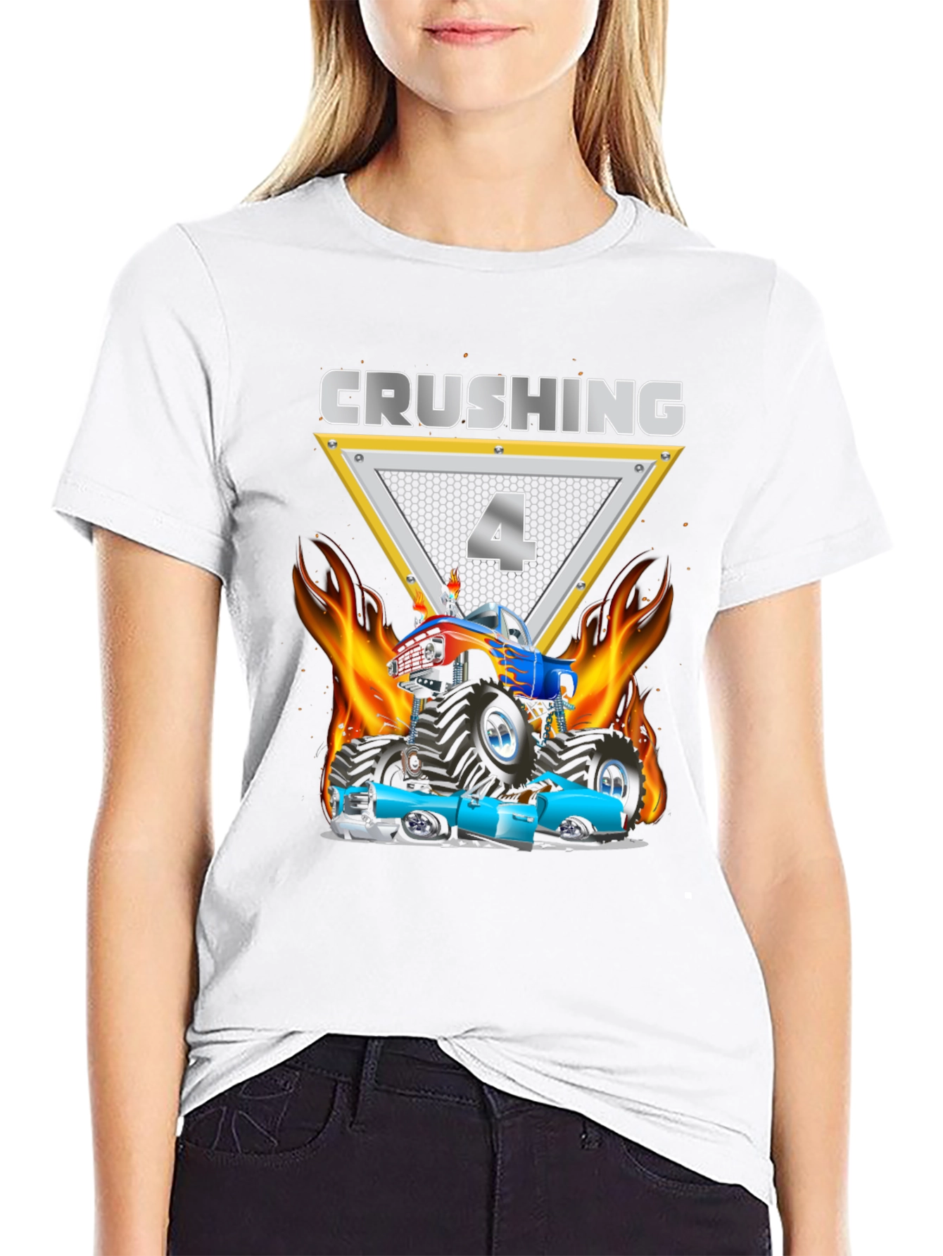 Crushing 4th Birthday Monster Truck T-Shirt