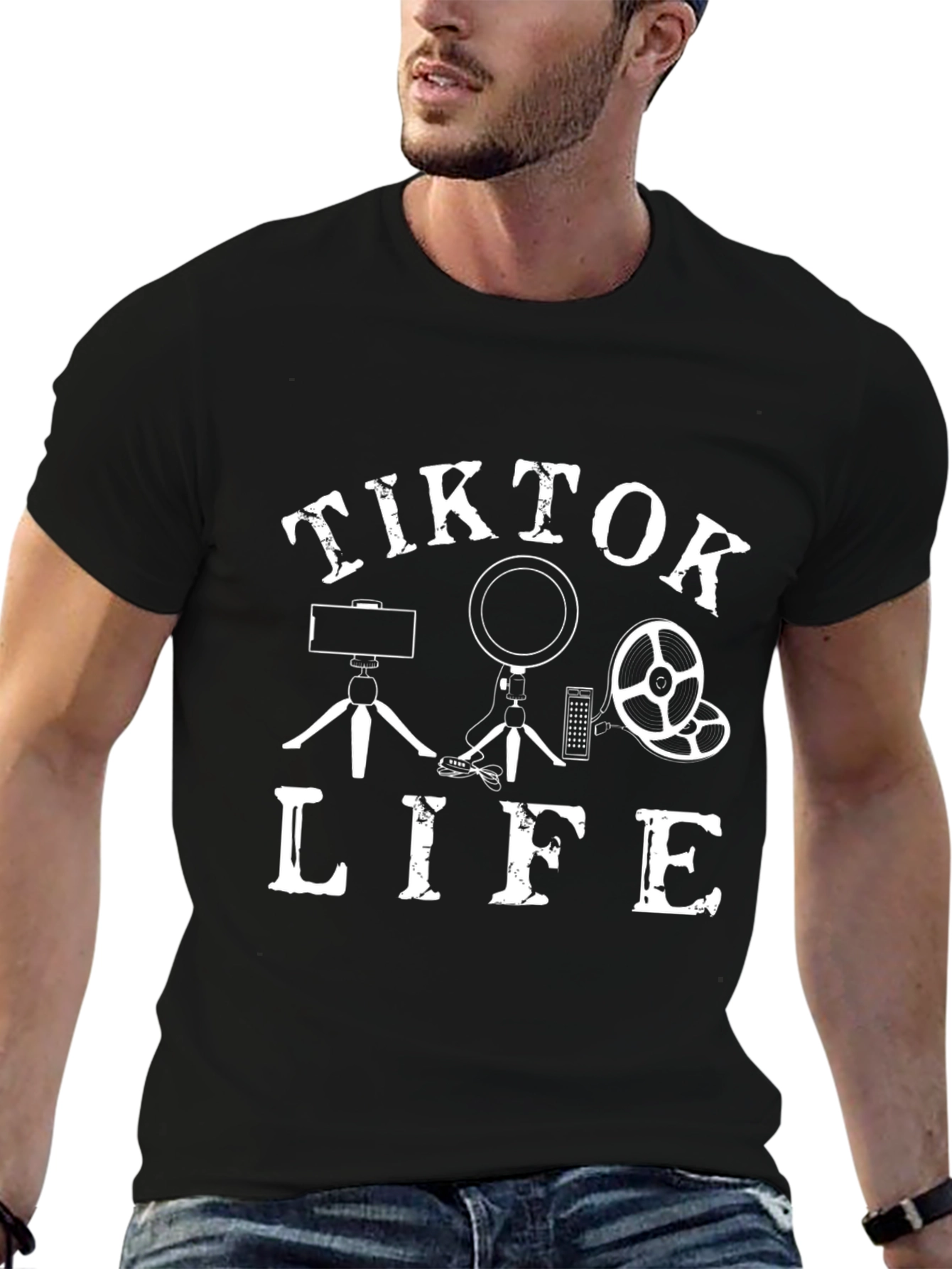 TikTok Life Black Graphic T-Shirt