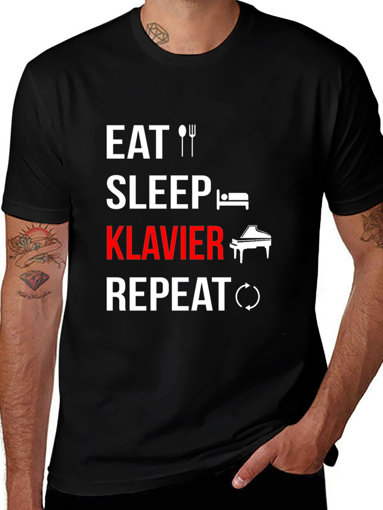 Eat Sleep Klavier Repeat - Musician T-Shirt