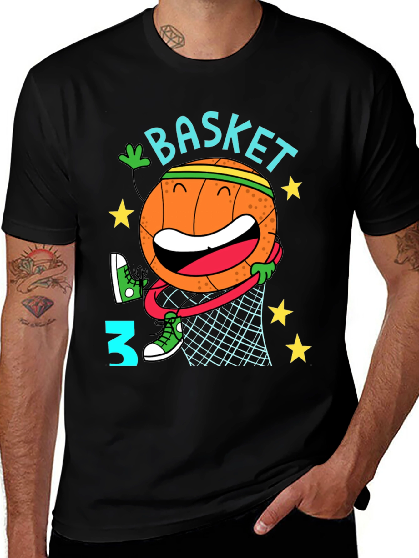 Basketball Cartoon Graphic T-Shirt