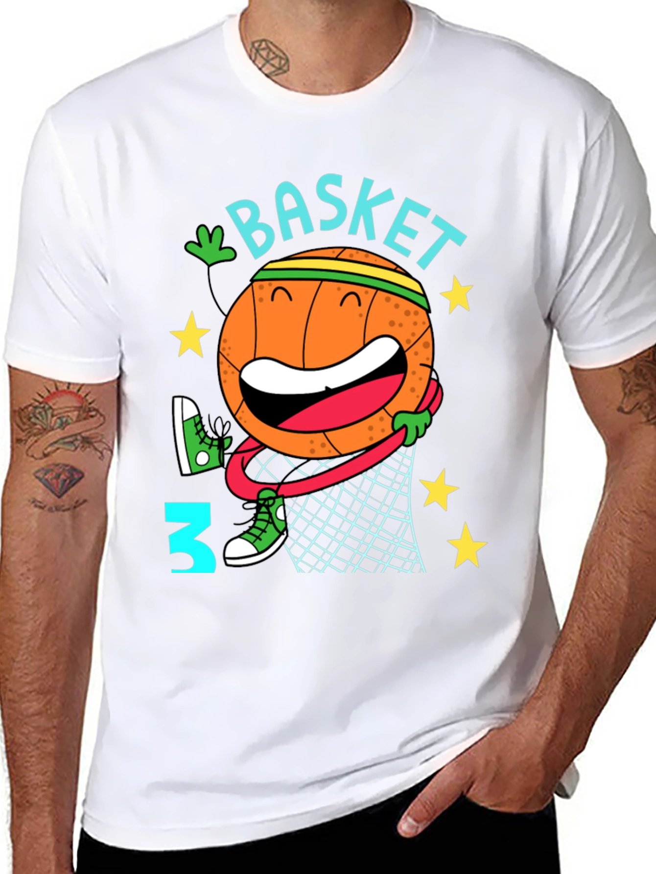 Basketball Cartoon Graphic T-Shirt