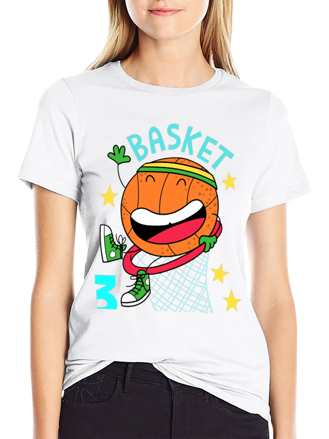 Basketball Cartoon Graphic T-Shirt