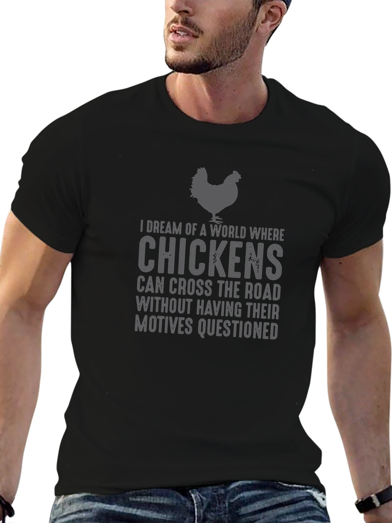 Chicken Road Crossing T-Shirt - Funny Graphic Tee