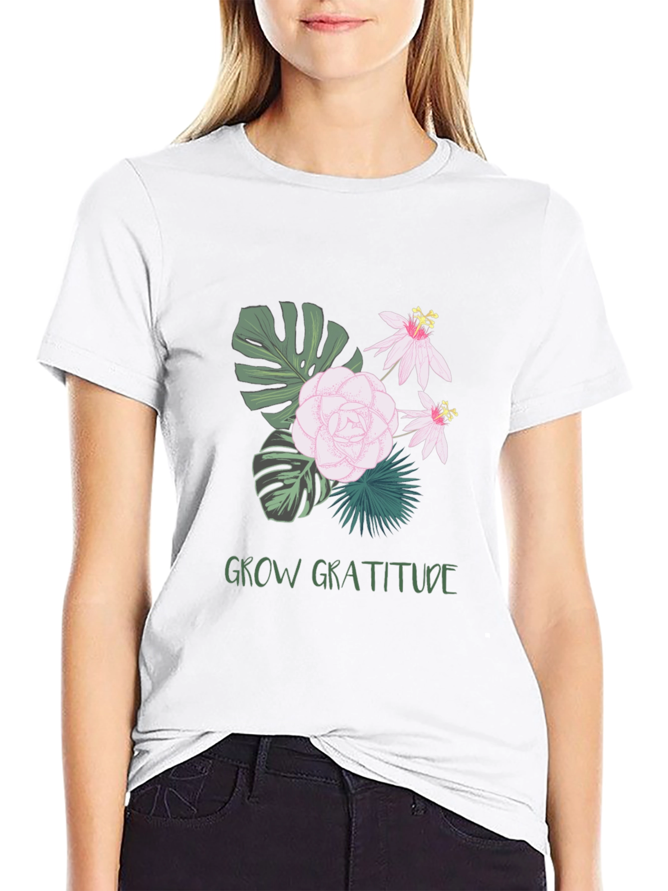 Grow Gratitude Graphic Tee - Stylish Black Shirt