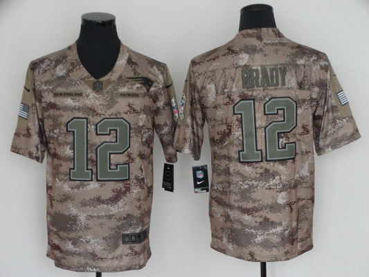 Men's New England Patriots Tom Brady #12 Camouflage Game Jerseys