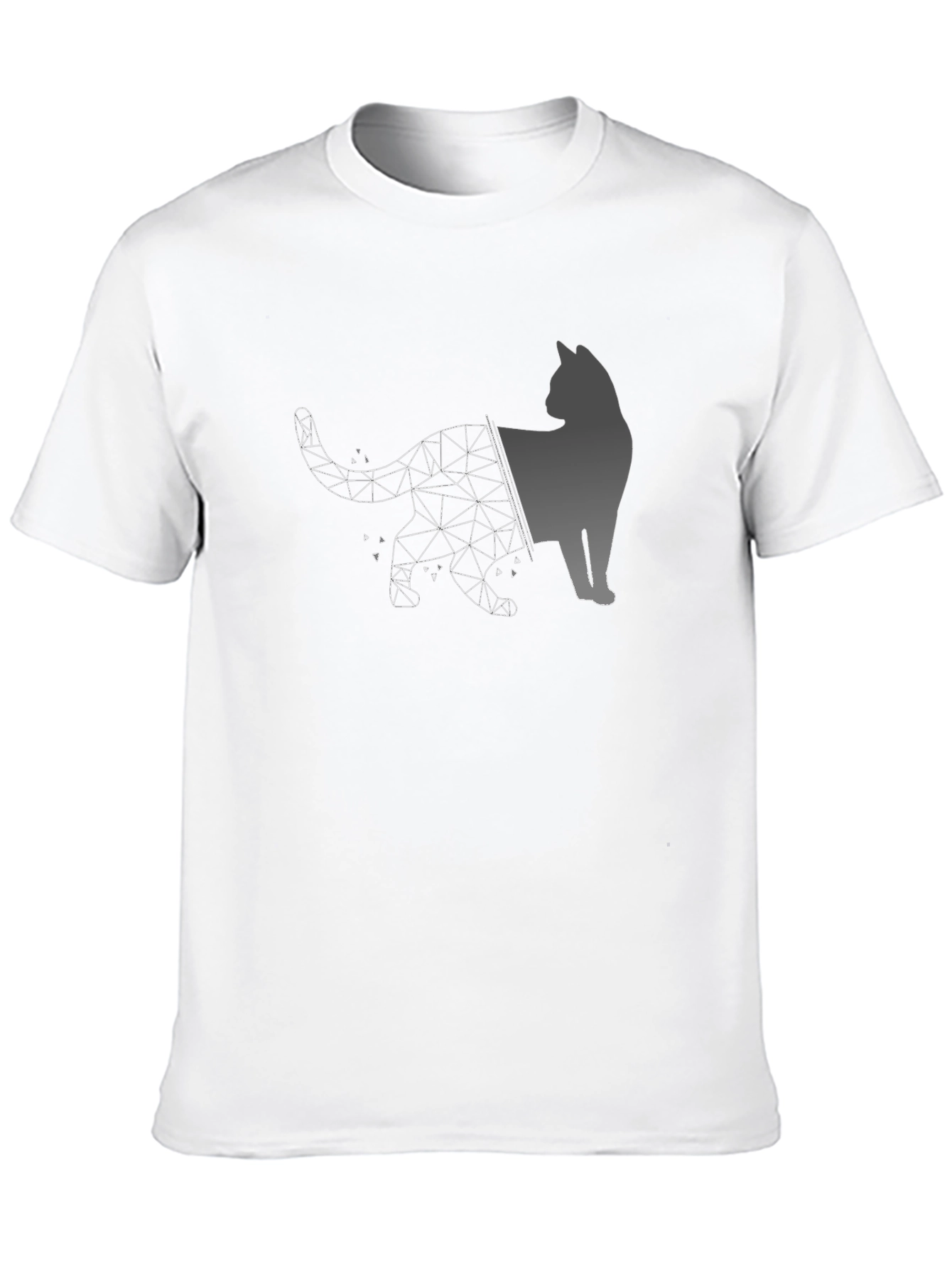 Geometric Cat Graphic Black T-Shirt