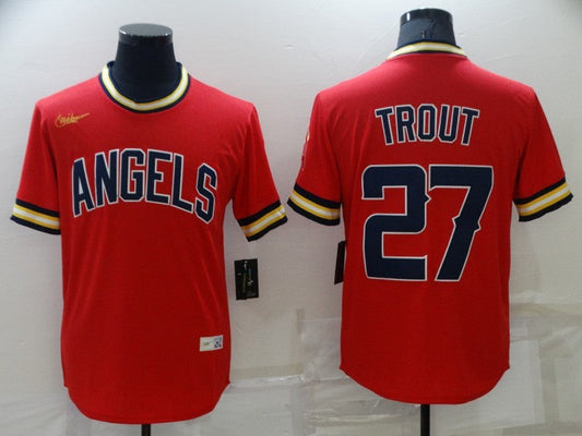 Men's Los Angeles Angels Mike Trout #27 Red Replica Player Jerseys