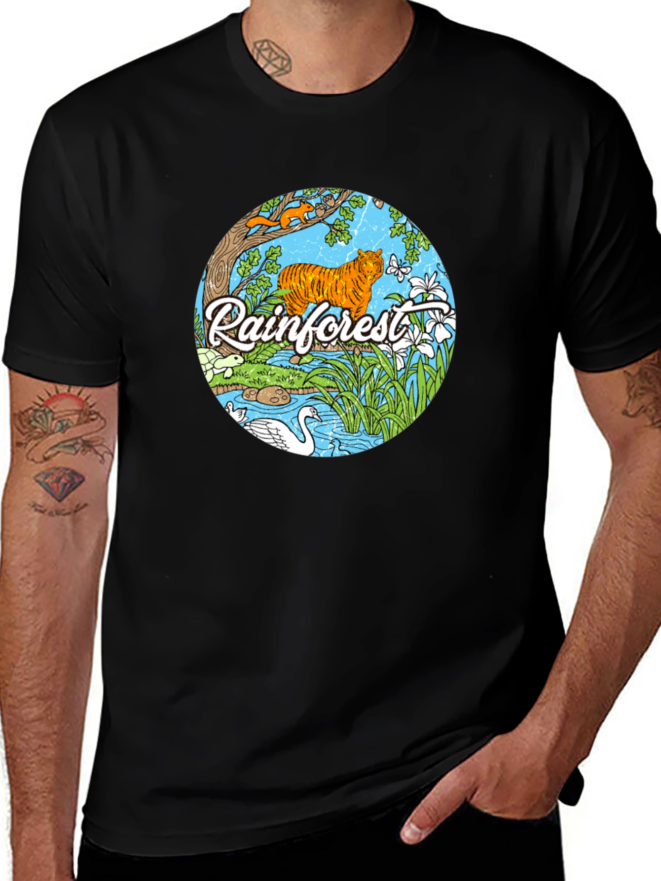 Rainforest Tiger Graphic Tee - Nature Lover T-Shirt
