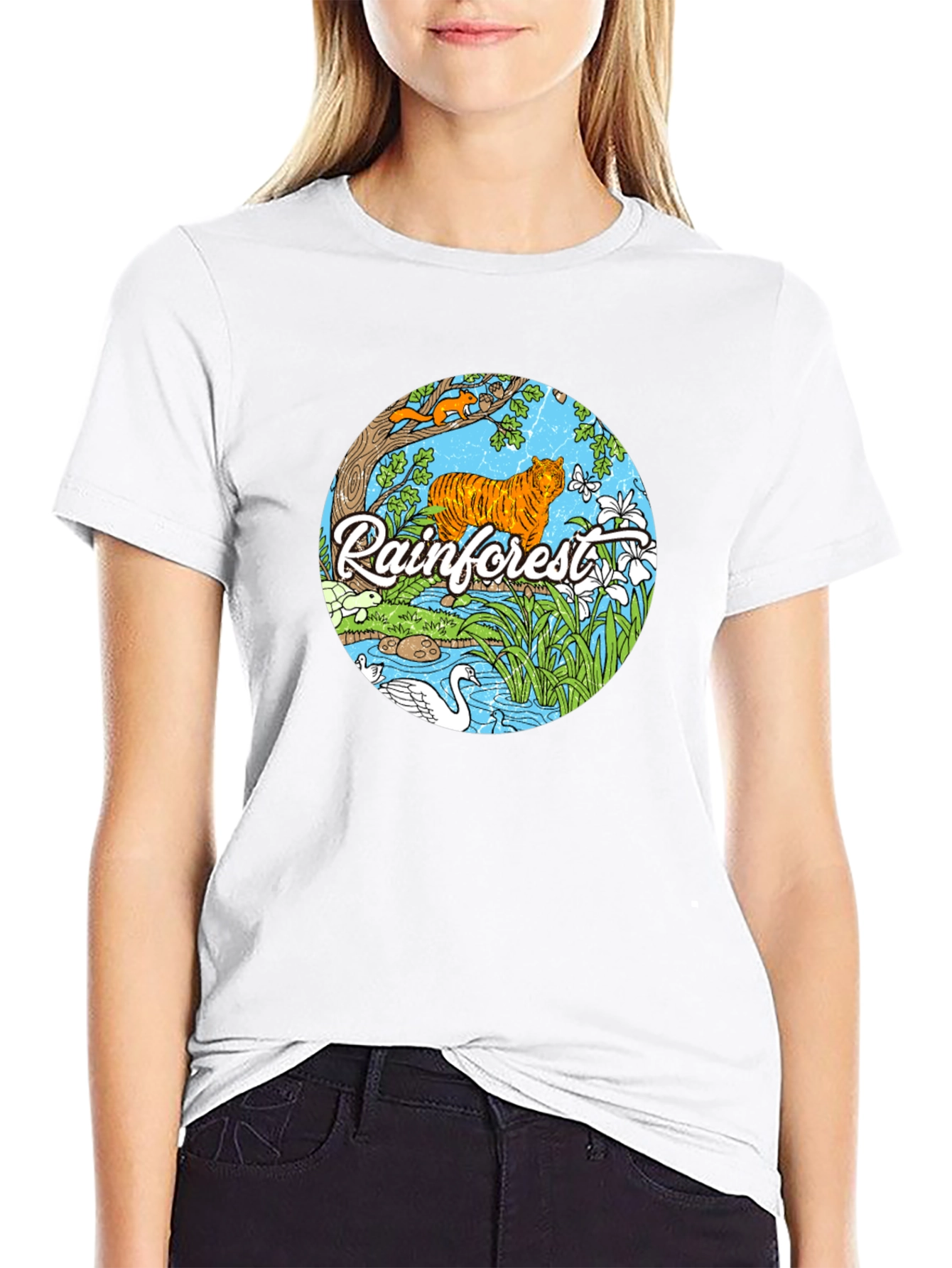 Rainforest Tiger Graphic Tee - Nature Lover T-Shirt