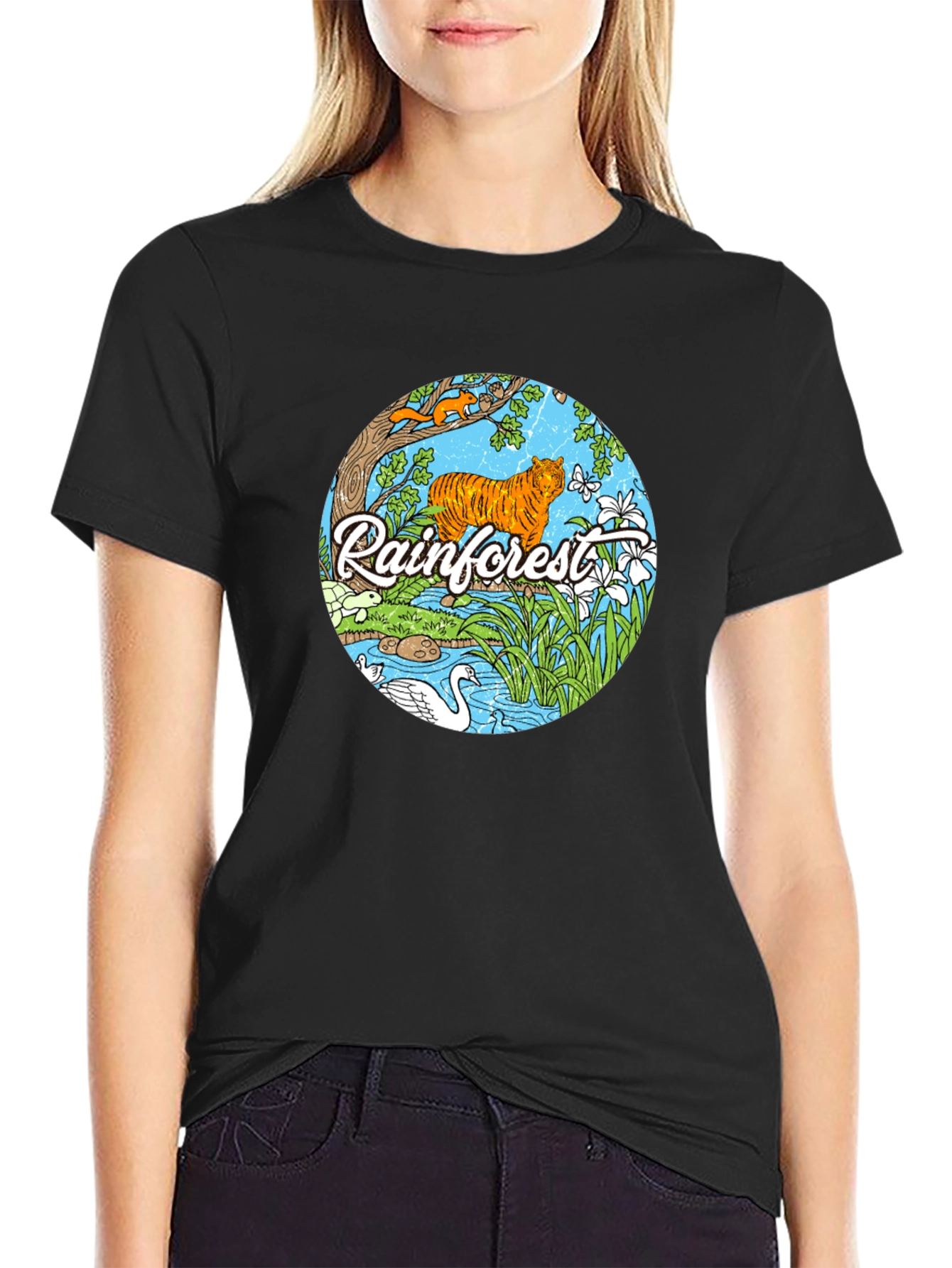 Rainforest Tiger Graphic Tee - Nature Lover T-Shirt