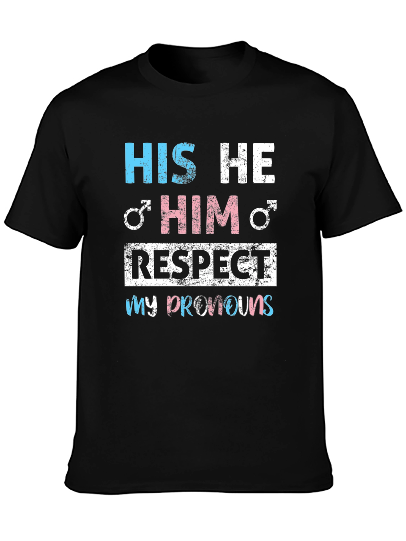 Respect Pronouns T-Shirt - His/He/Him - Transgender Pride
